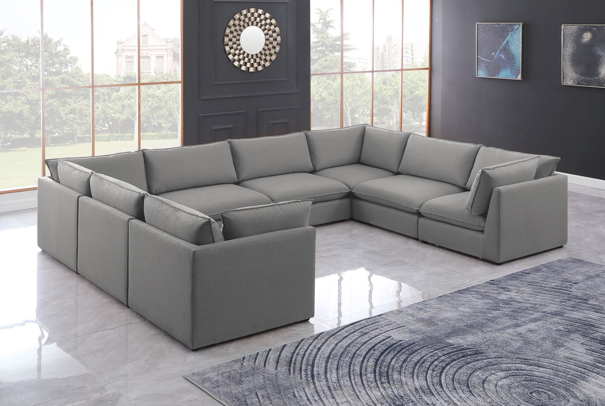 Mackenzie 160" 8-Piece Linen Modular Sectional