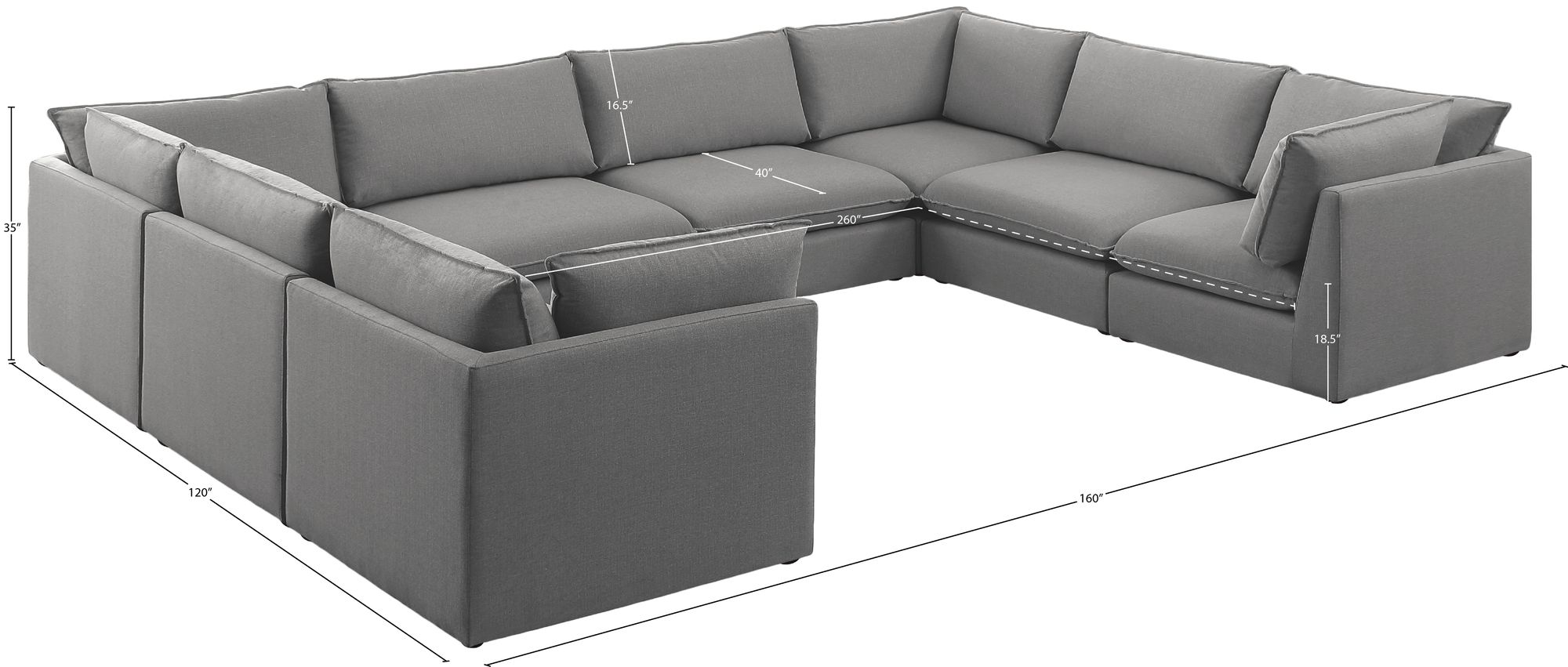 Mackenzie 160" 8-Piece Linen Modular Sectional