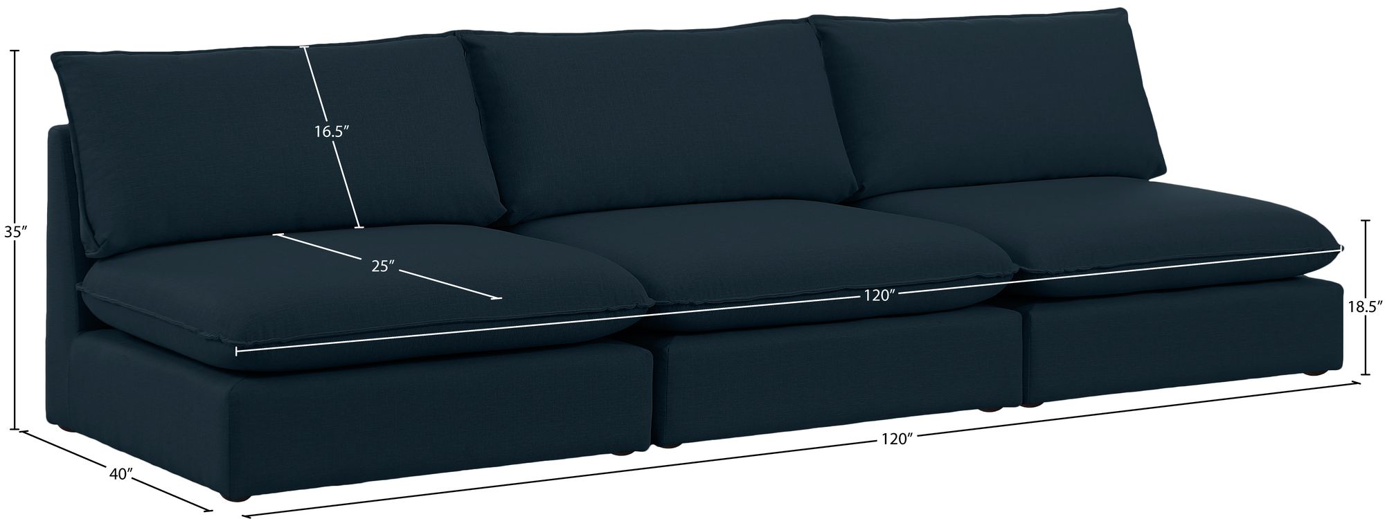Mackenzie 120" Linen Armless Modular Sofa