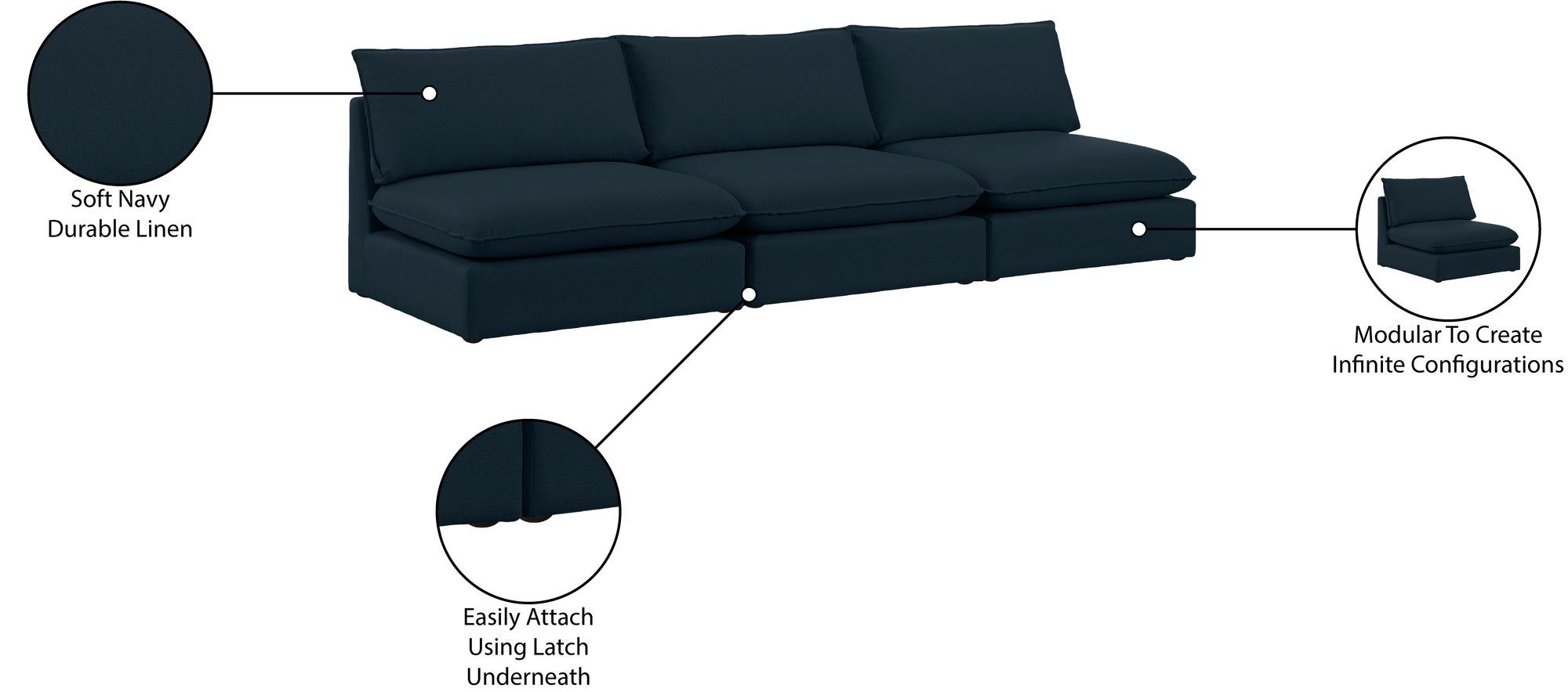 Mackenzie 120" Linen Armless Modular Sofa