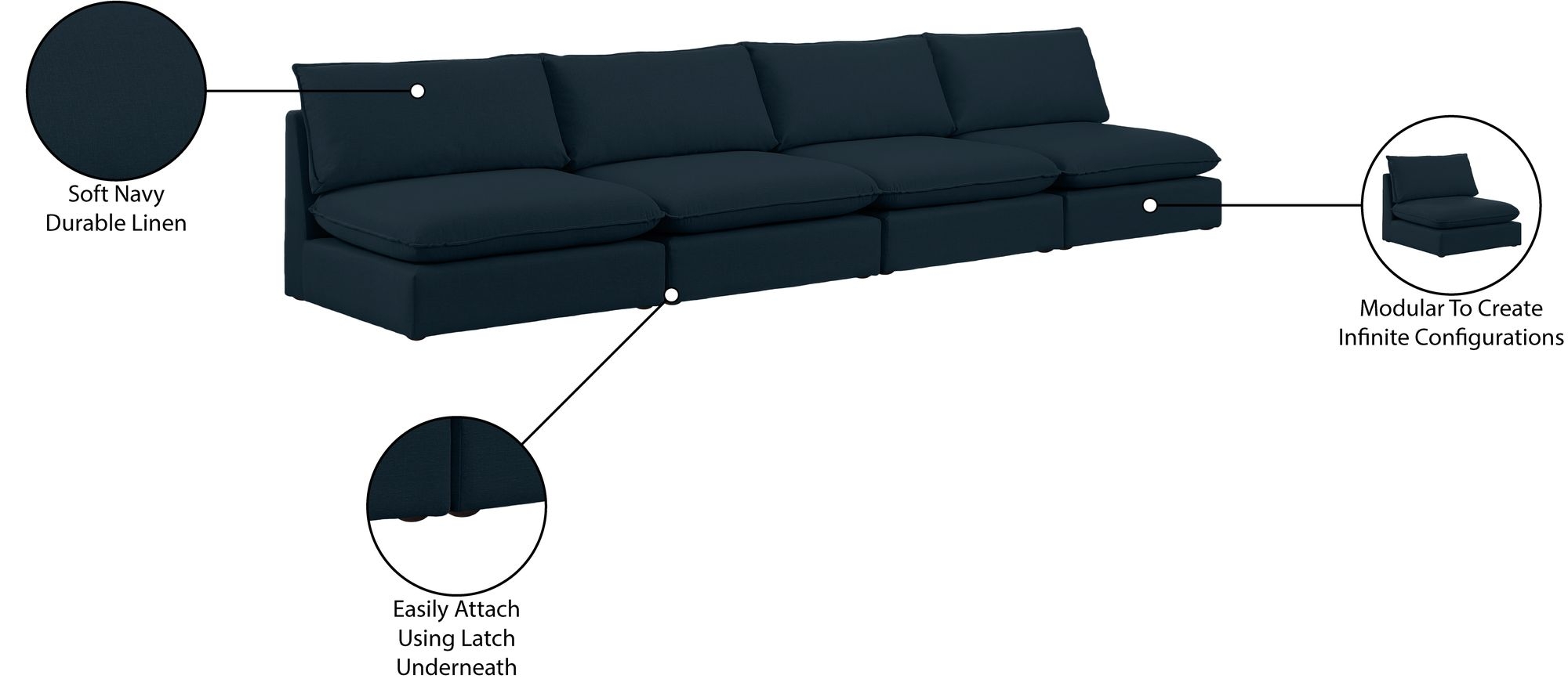 Mackenzie 160" Linen Armless Modular Sofa