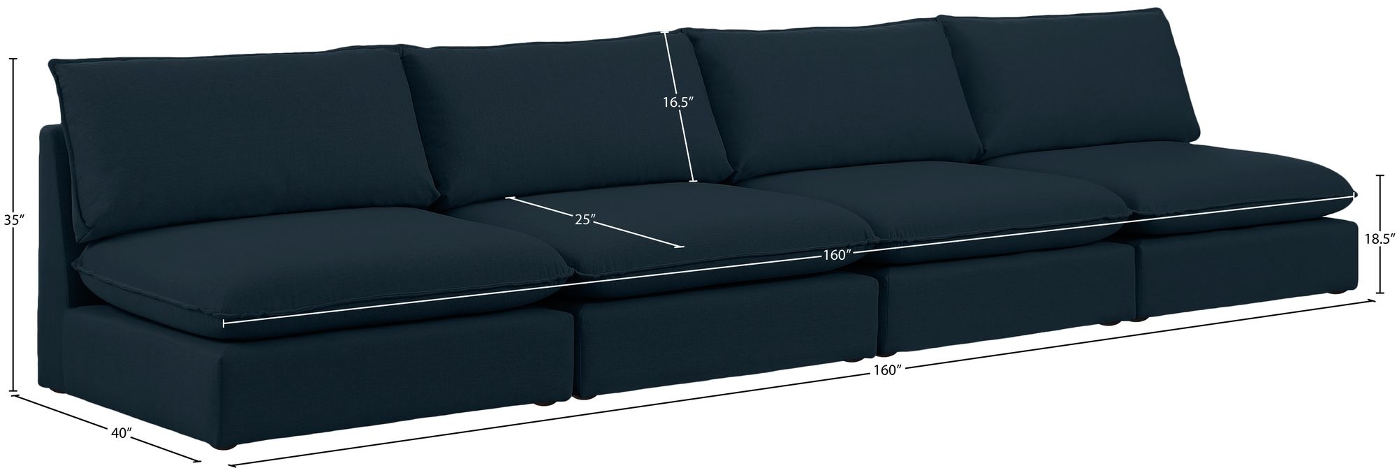 Mackenzie 160" Linen Armless Modular Sofa