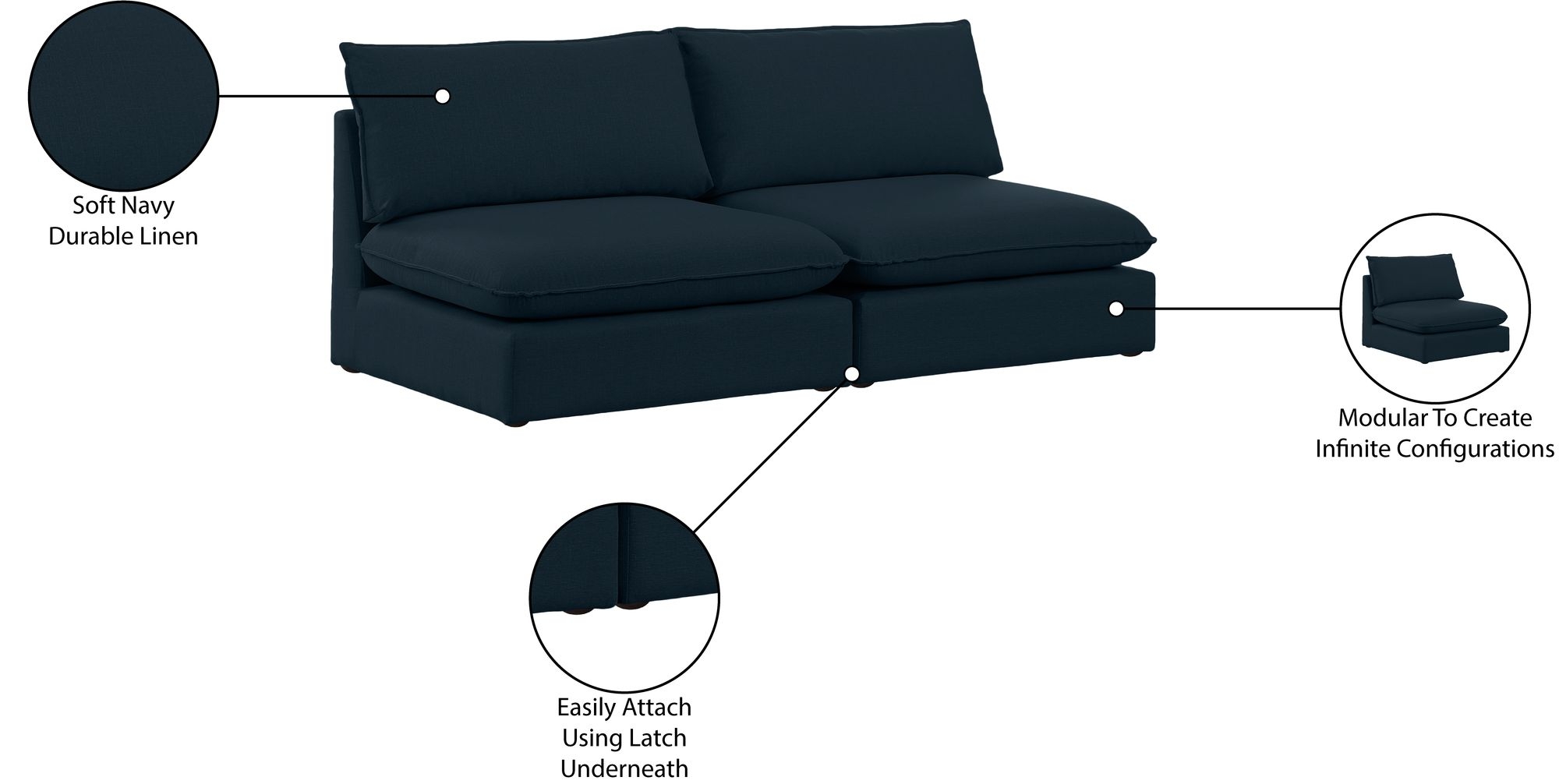 Mackenzie 80" Linen Armless Modular Sofa