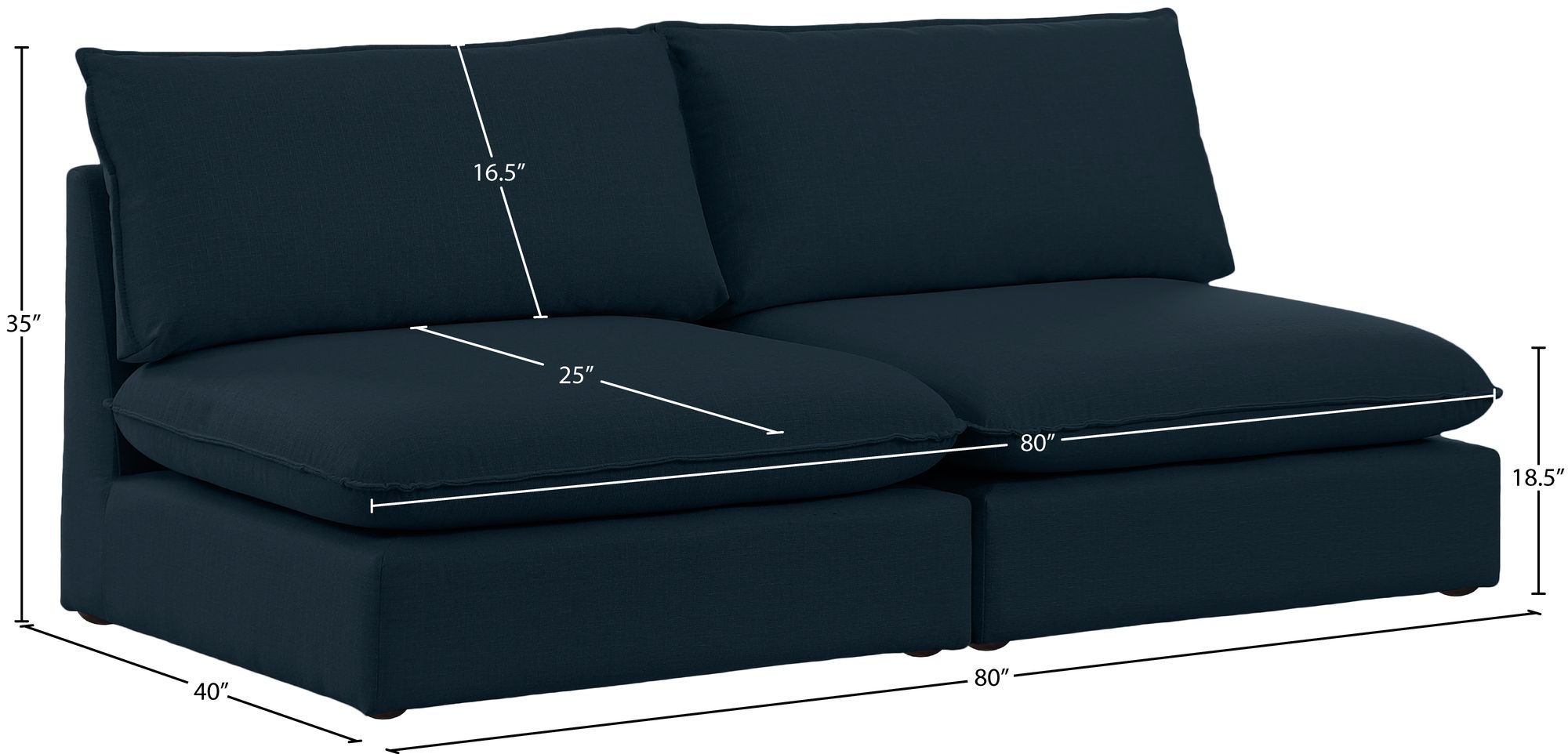 Mackenzie 80" Linen Armless Modular Sofa