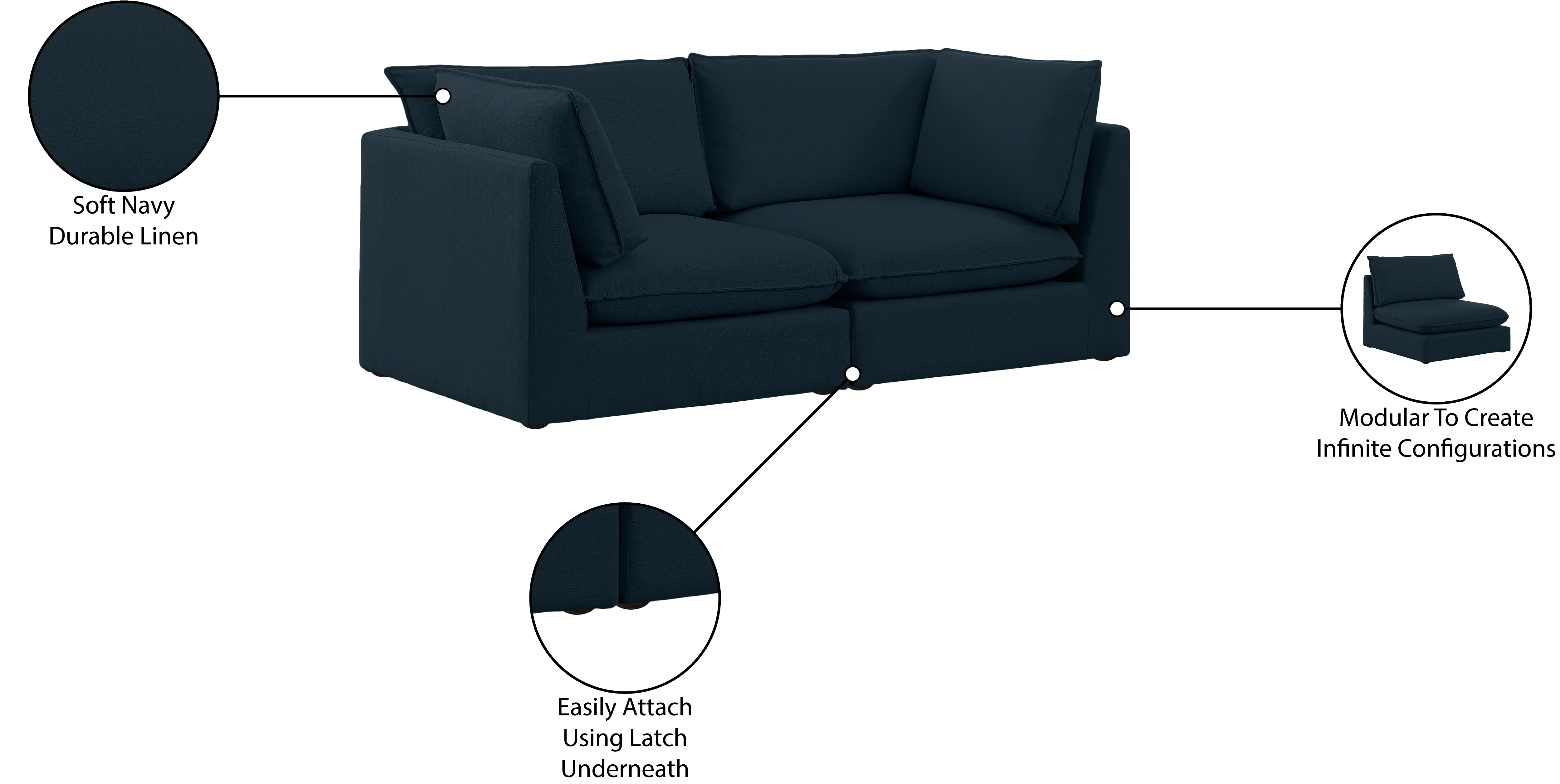 Mackenzie 80" Linen Modular Sofa