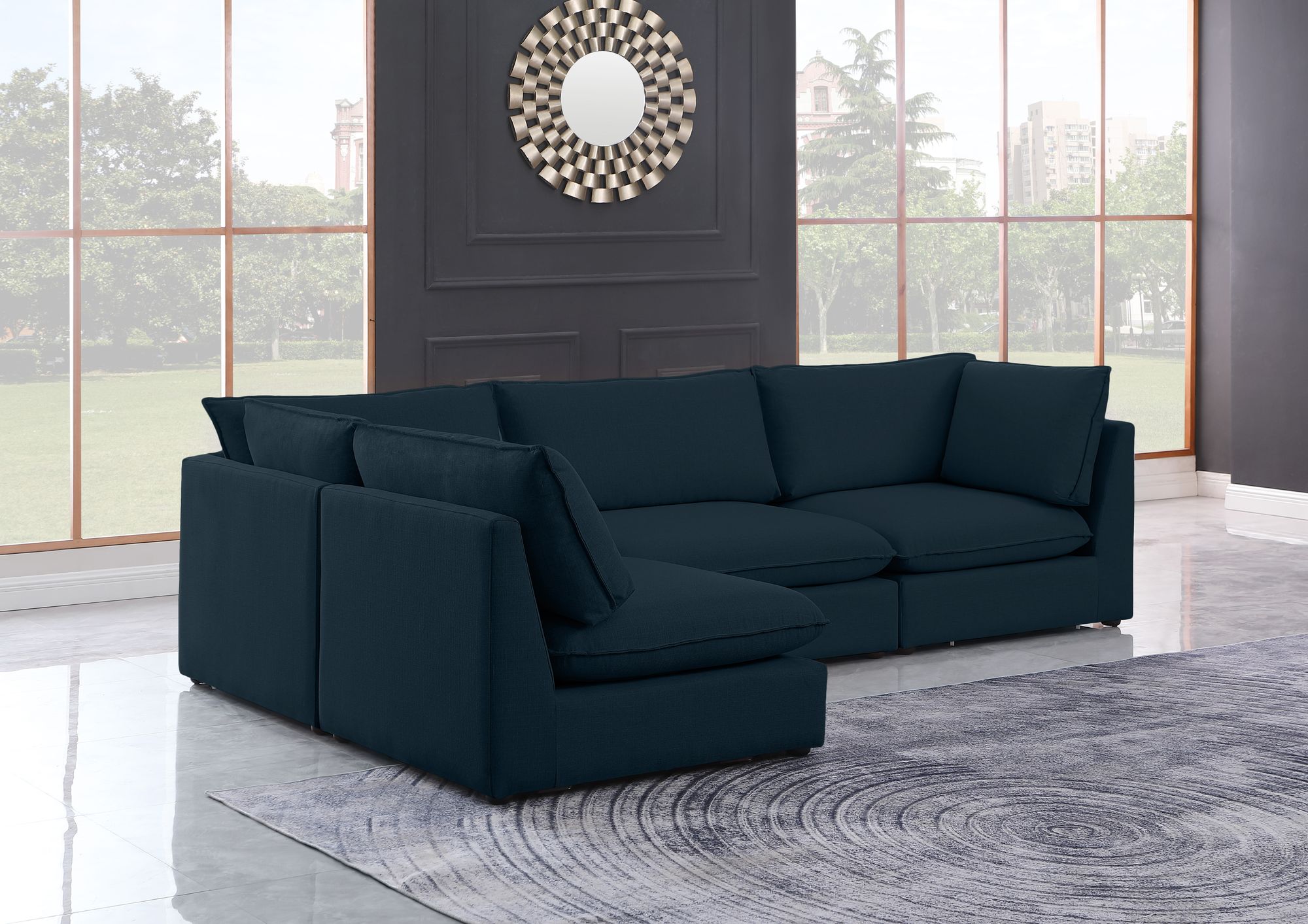 Mackenzie 120" 4-Piece Linen Modular Corner Sectional