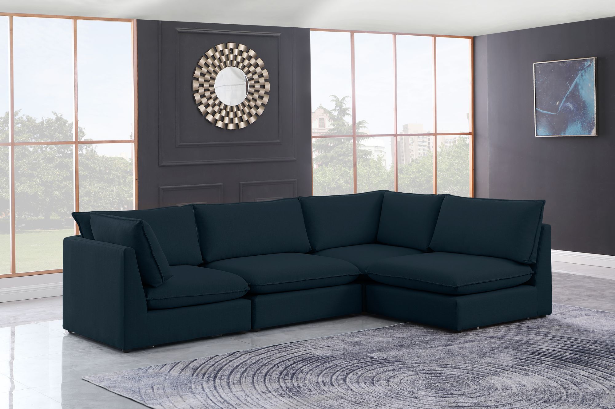 Mackenzie 120" 4-Piece Linen Modular Corner Sectional