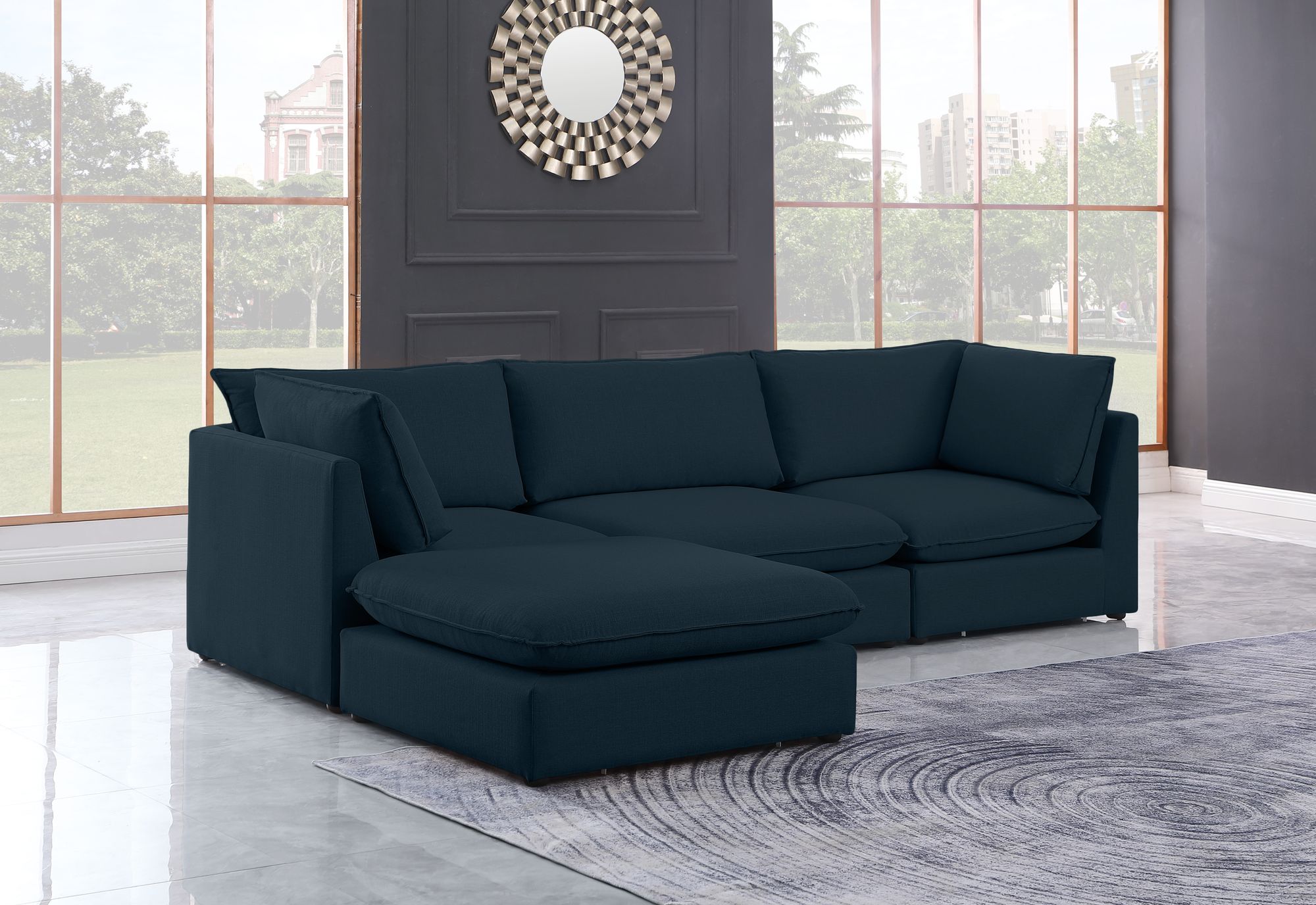 Mackenzie 120" 4-Piece Linen Modular Sectional