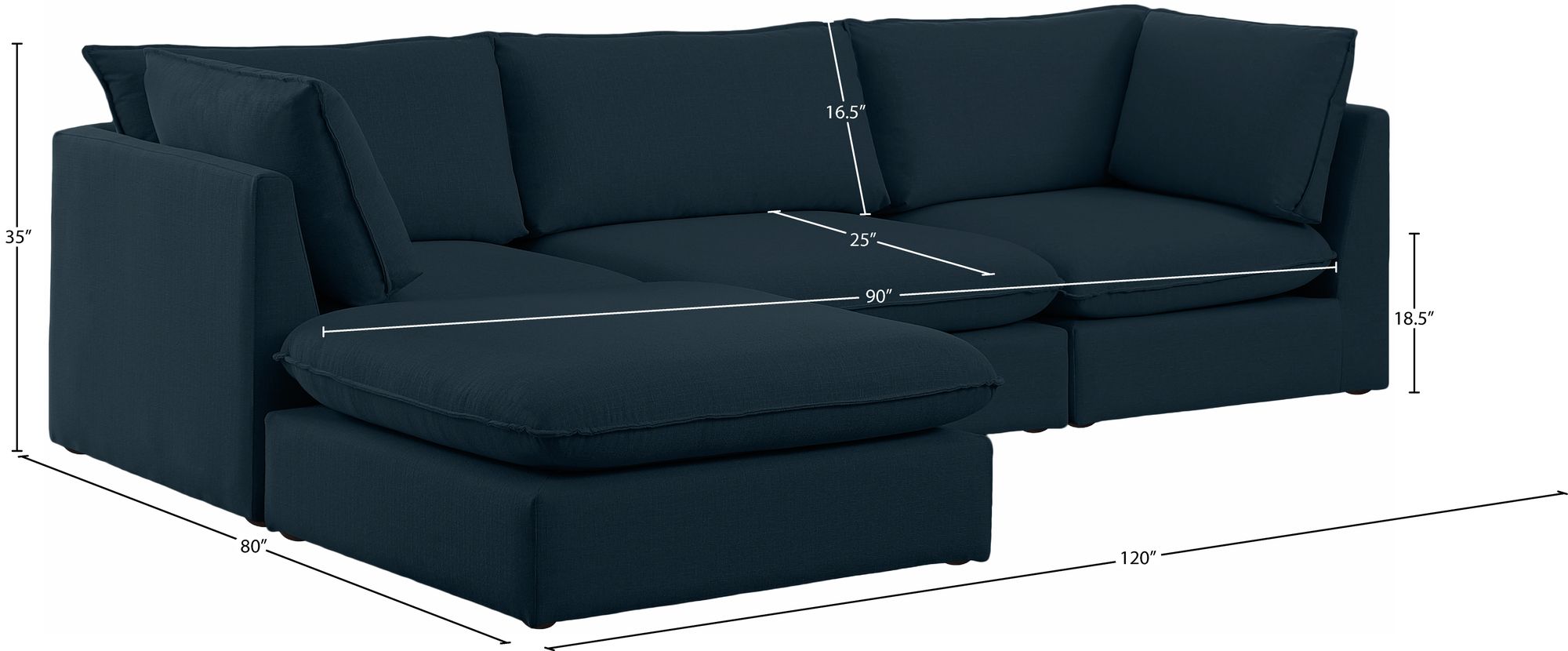 Mackenzie 120" 4-Piece Linen Modular Sectional