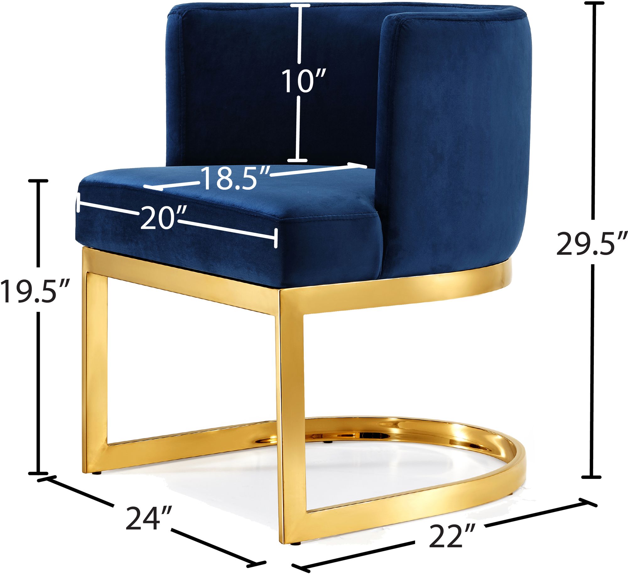 Gianna Velvet Dining Chair with Gold Stainless Steel Base