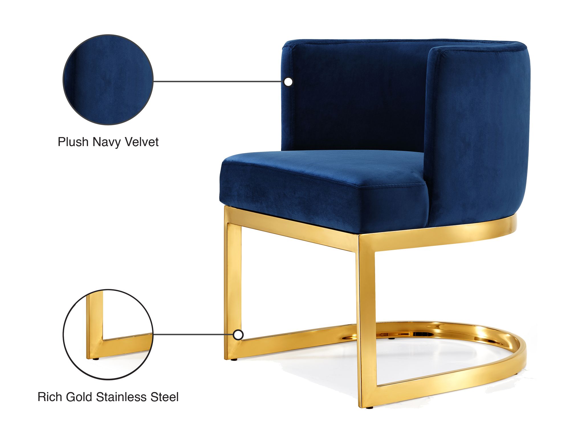 Gianna Velvet Dining Chair with Gold Stainless Steel Base