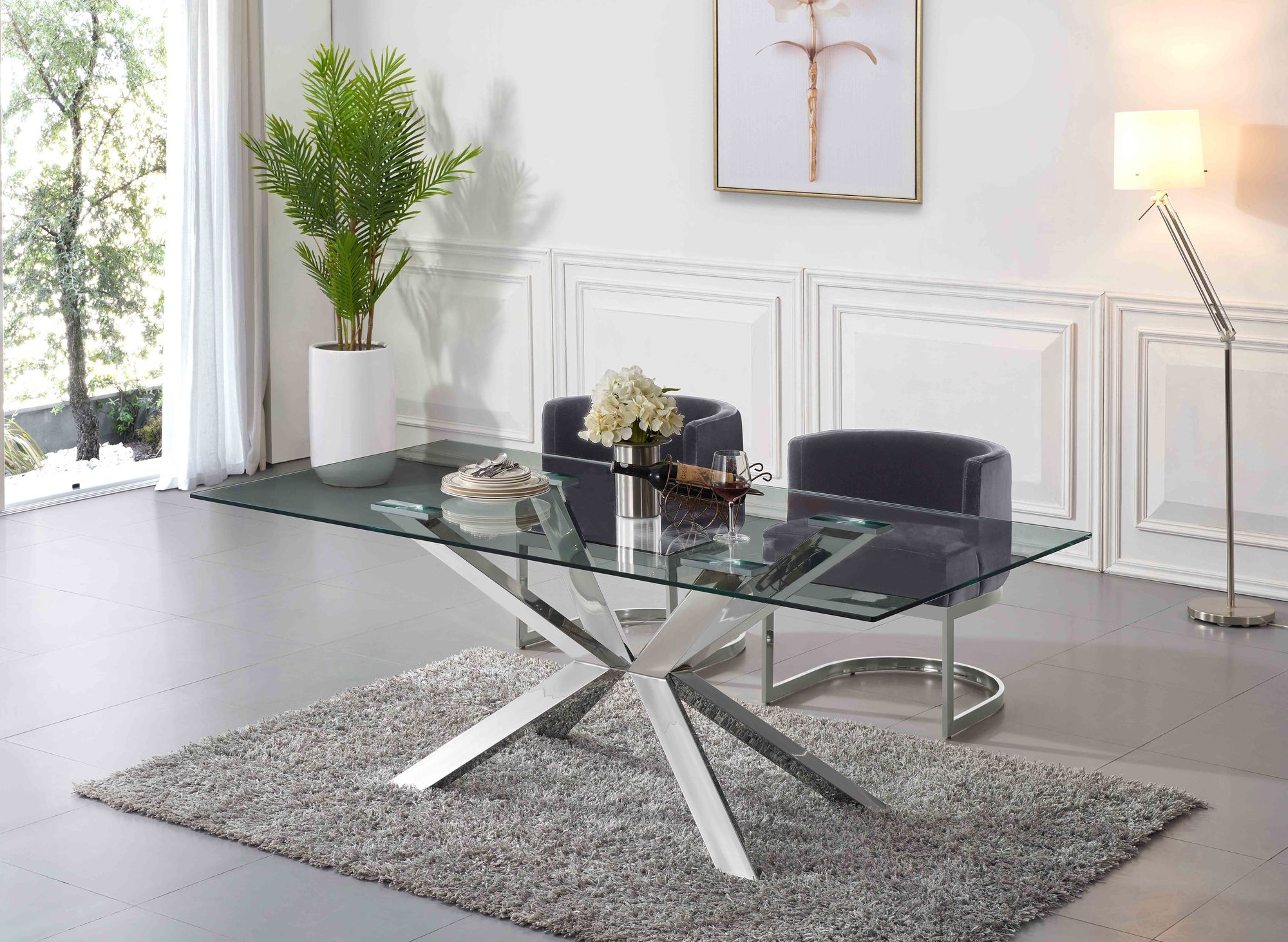 Gianna Velvet Dining Chair with Stainless Steel Base