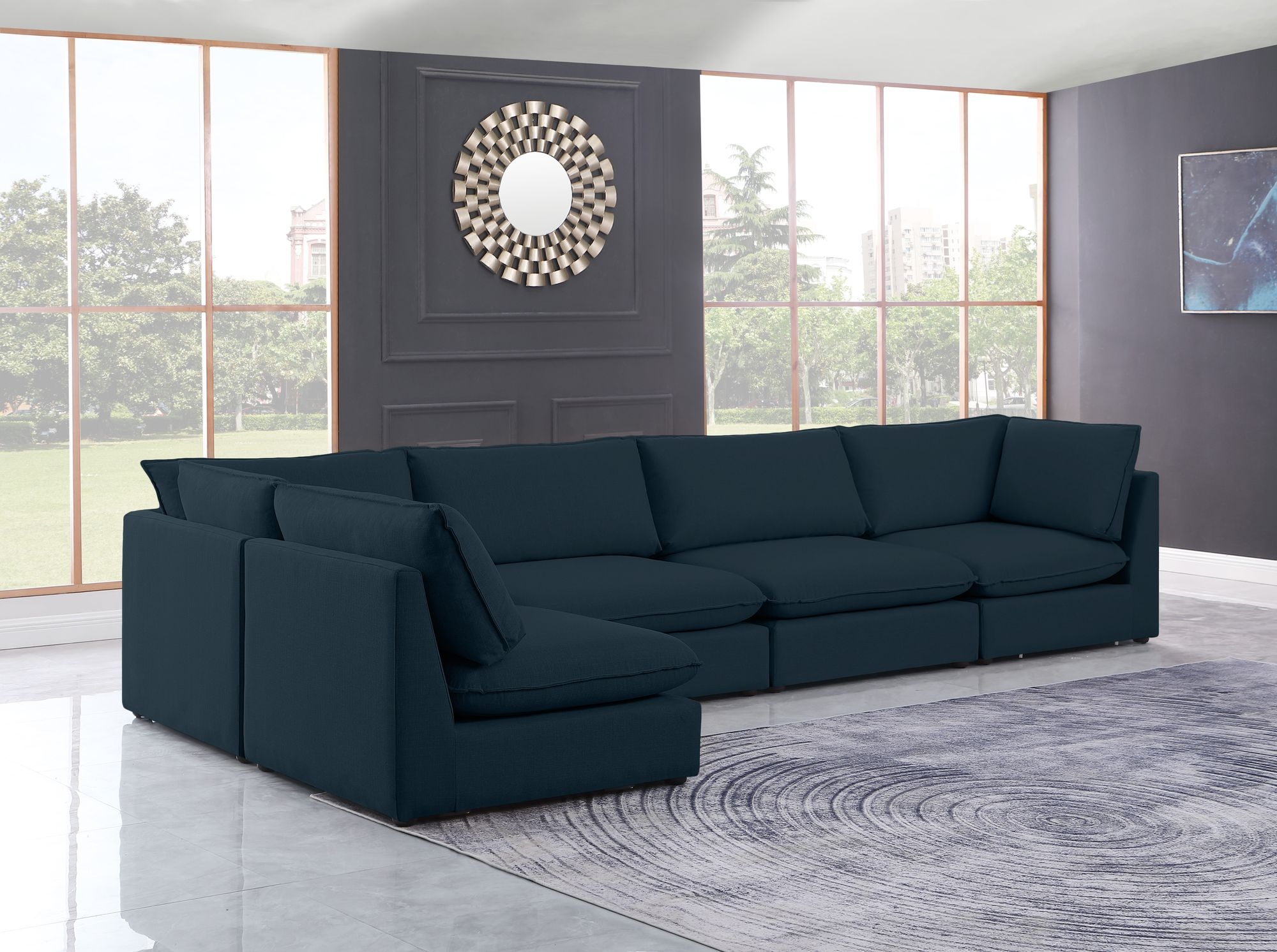 Mackenzie 160" 5-Piece Linen Fabric Modular Corner Sectional Sofa