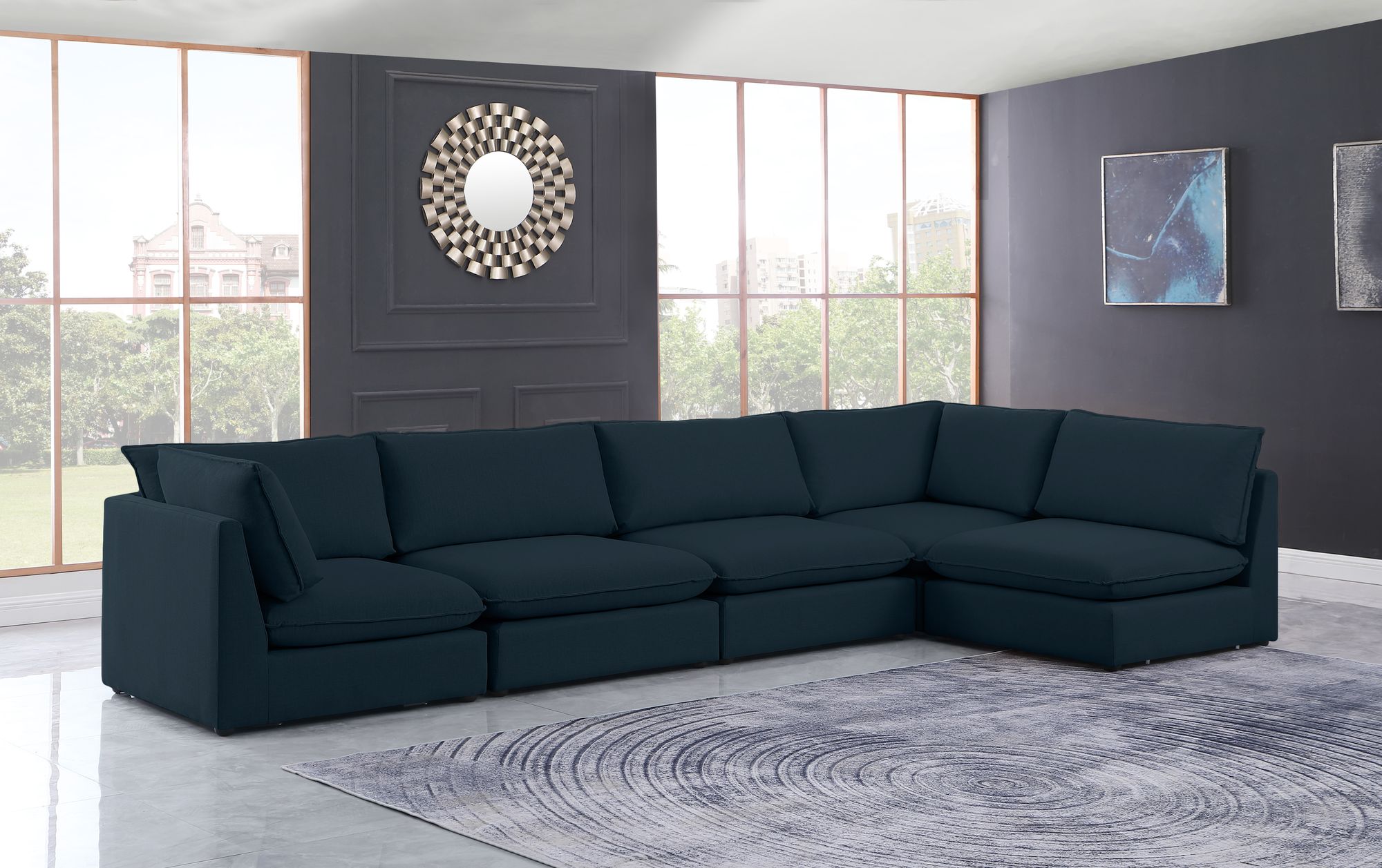 Mackenzie 160" 5-Piece Linen Modular Corner Sectional