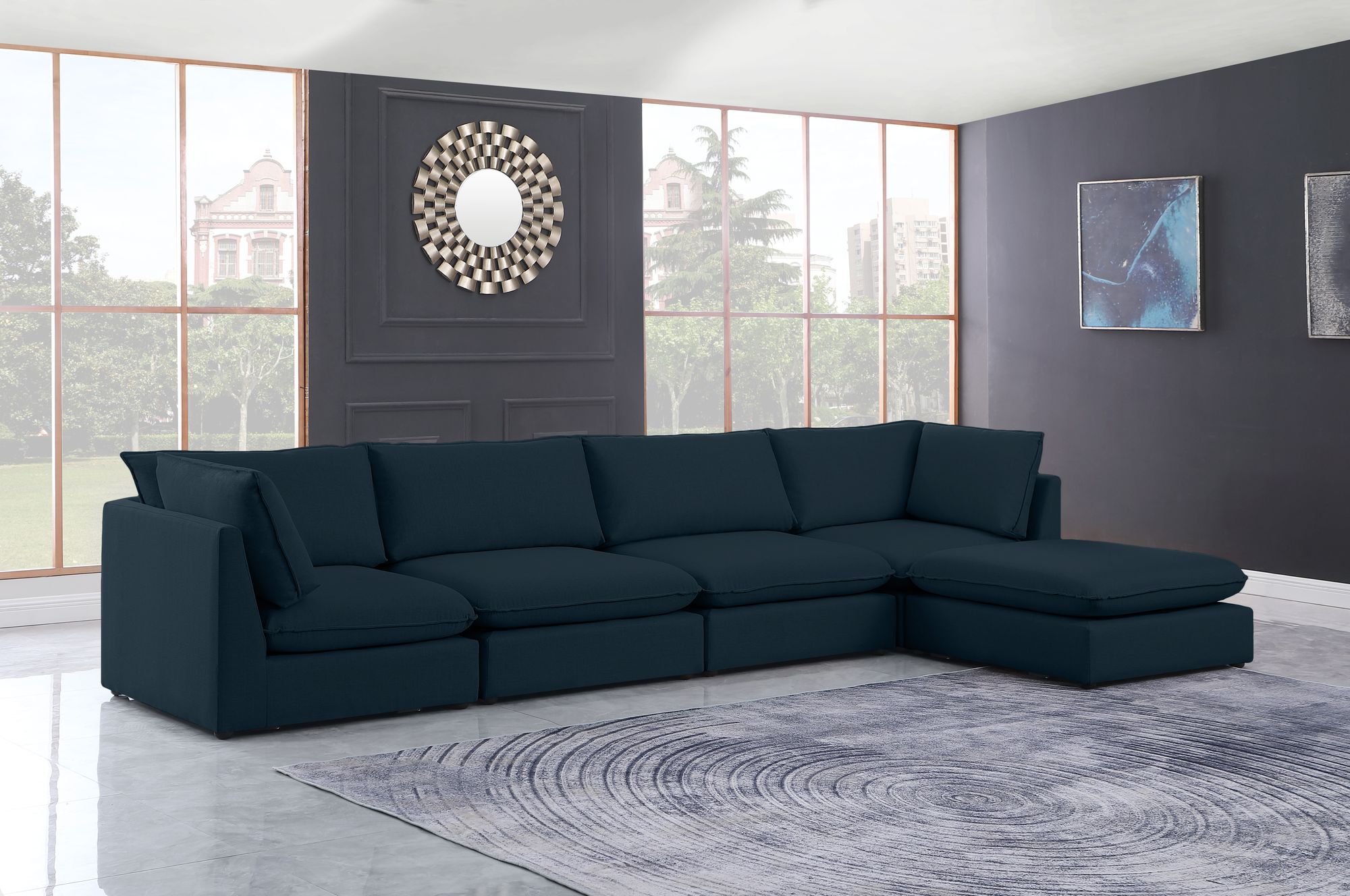 Mackenzie 160" 5-Piece Linen Modular Sectional