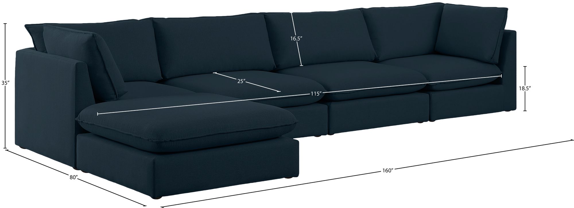 Mackenzie 160" 5-Piece Linen Modular Sectional