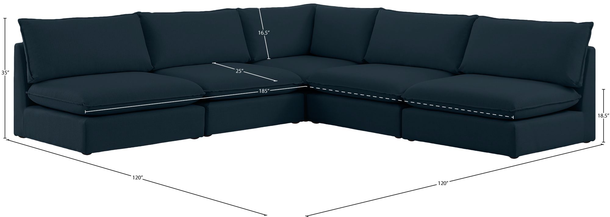 Mackenzie 120" 5-Piece Linen Modular Armless Sectional