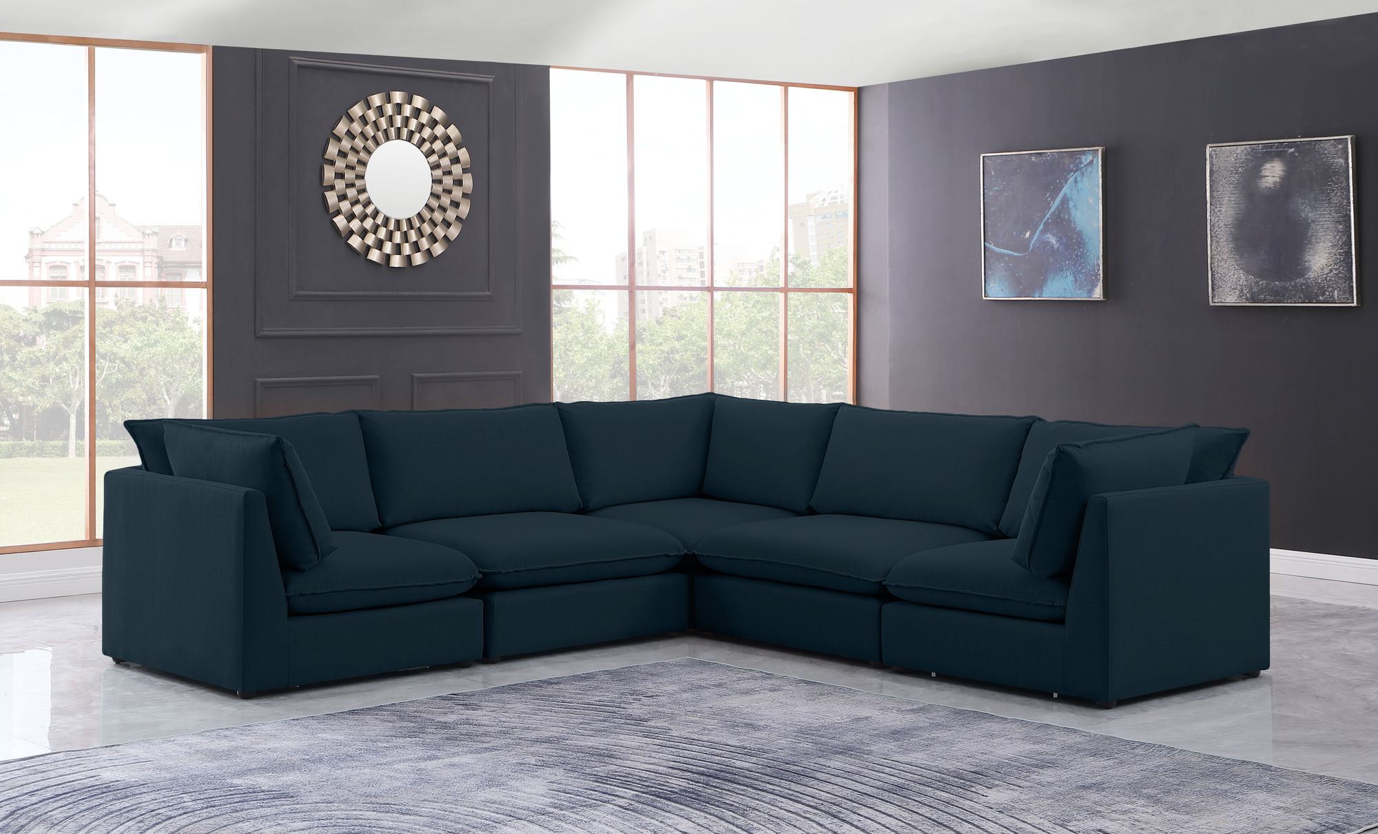 Mackenzie 120" 5-Piece Linen Modular Sectional