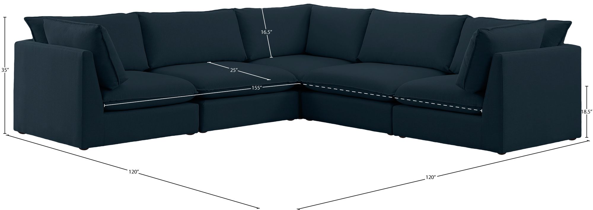 Mackenzie 120" 5-Piece Linen Modular Sectional