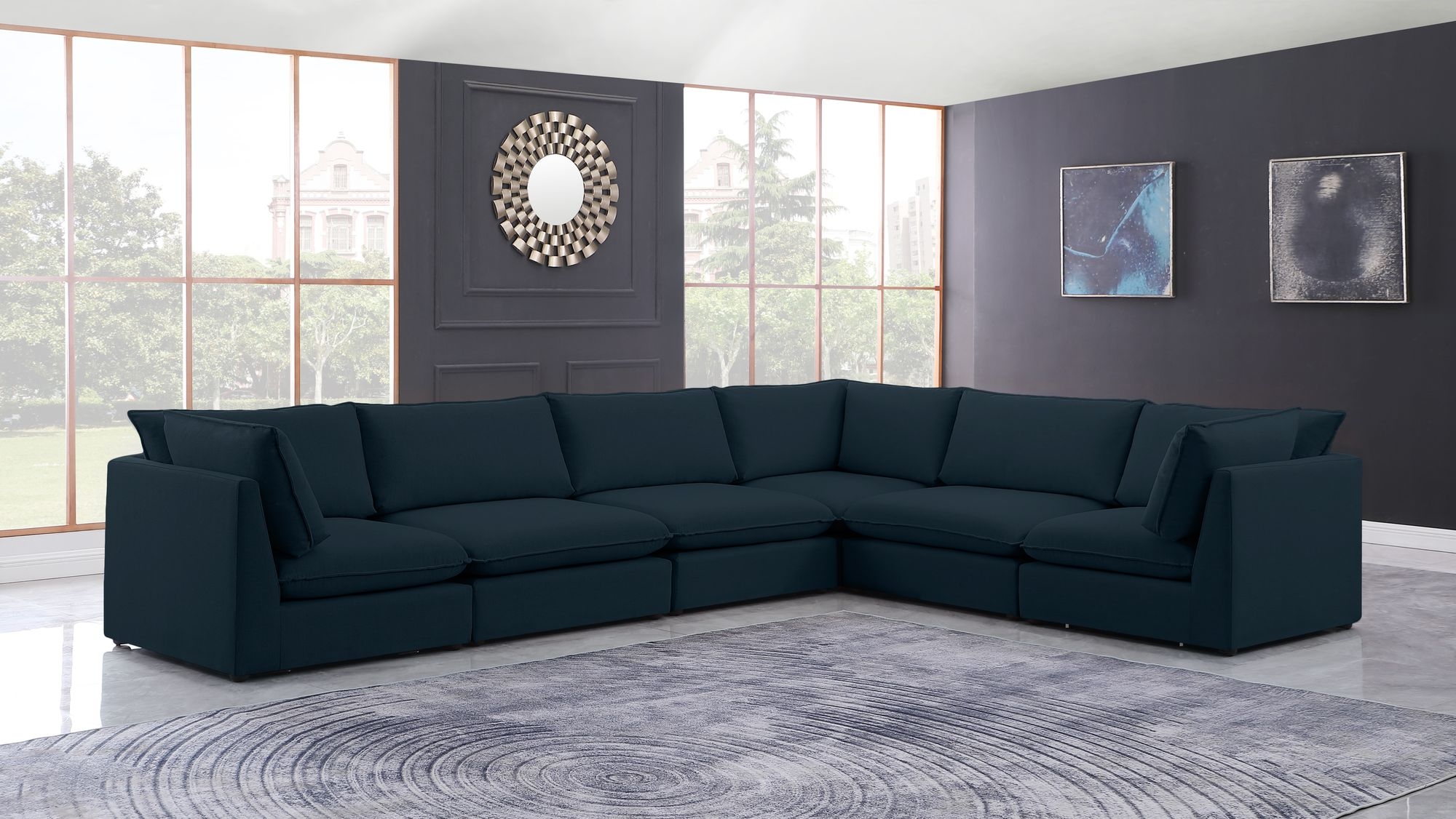 Mackenzie 160" 6-Piece Linen Fabric Modular Sectional Sofa
