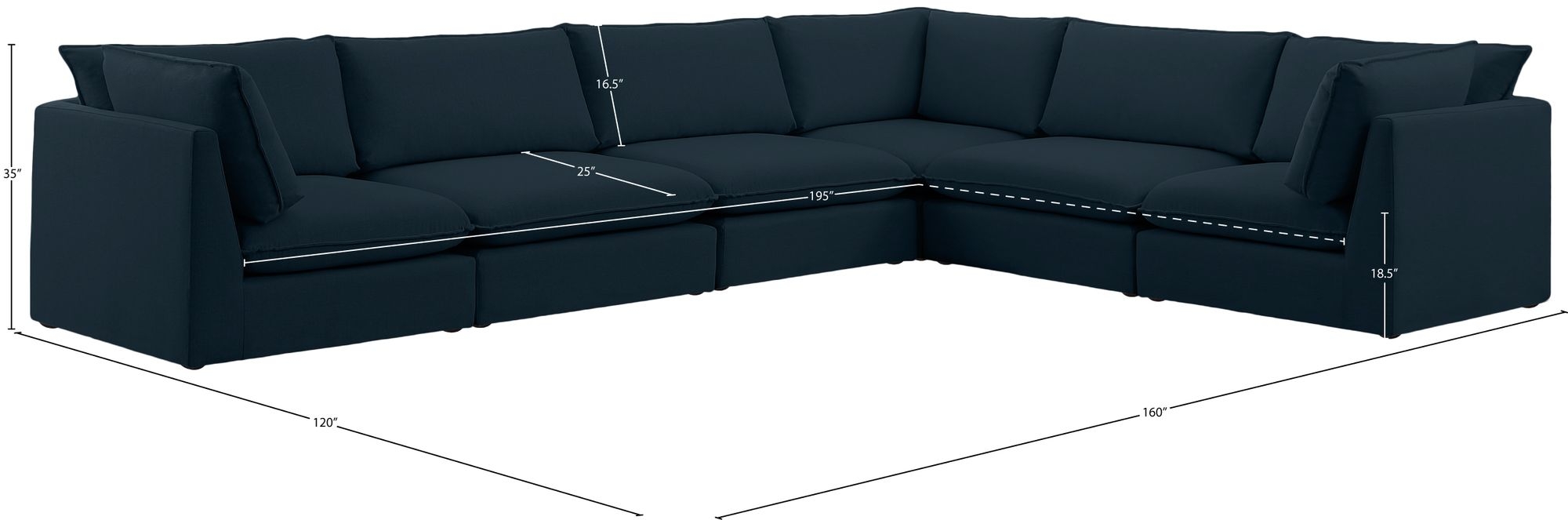 Mackenzie 160" 6-Piece Linen Fabric Modular Sectional Sofa