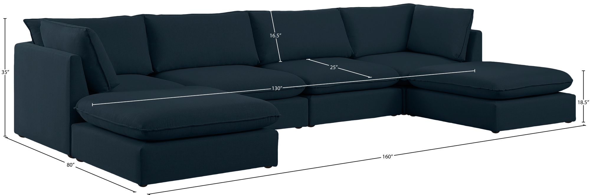 Mackenzie 160" 6-Piece Linen Modular U-Shape Sectional