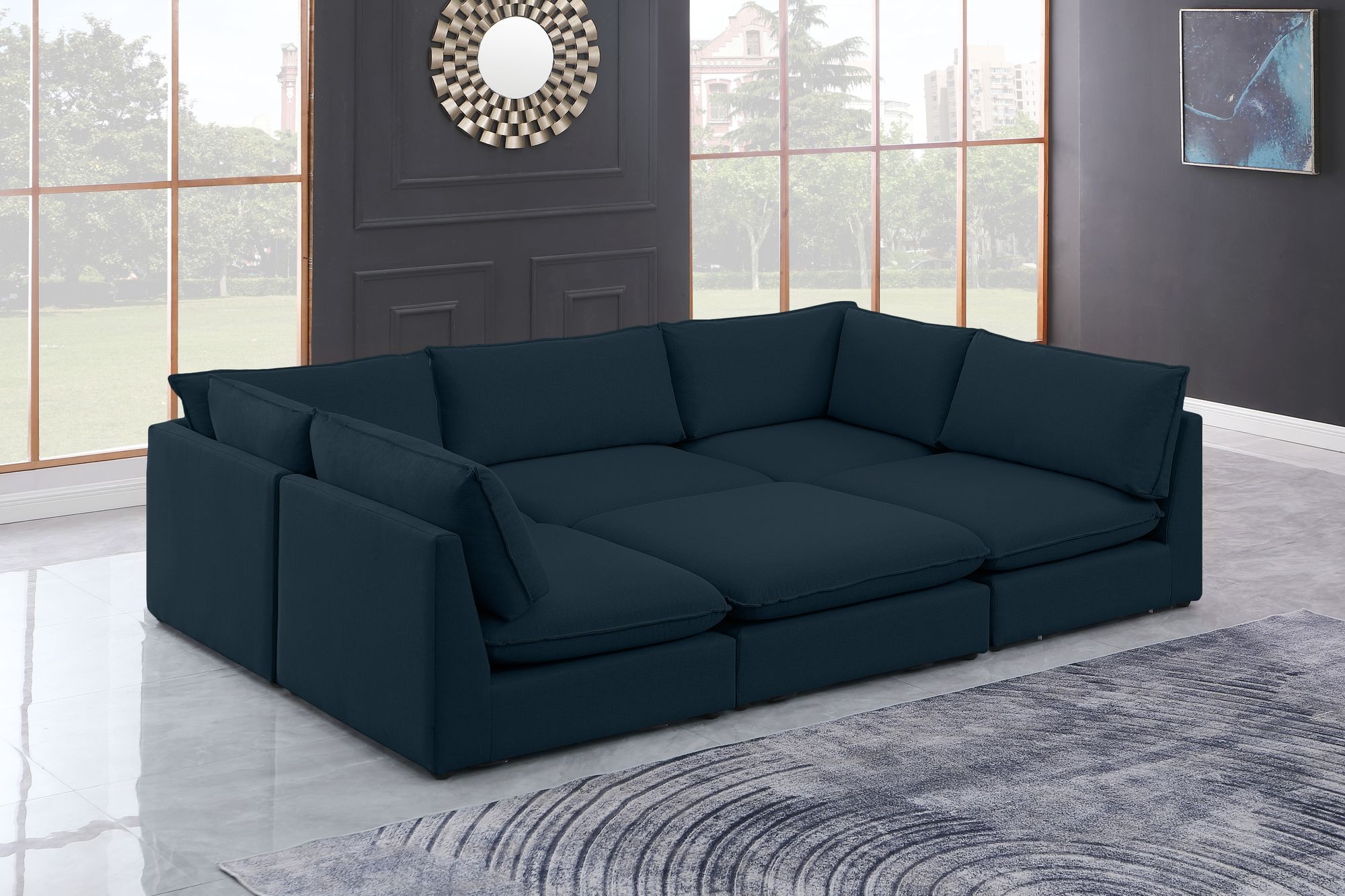 Mackenzie 120" 6-Piece Linen Fabric Modular Sectional Sofa
