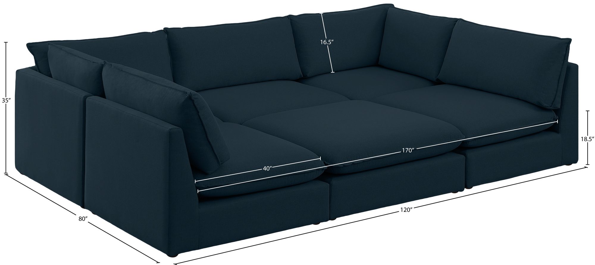 Mackenzie 120" 6-Piece Linen Modular Sectional