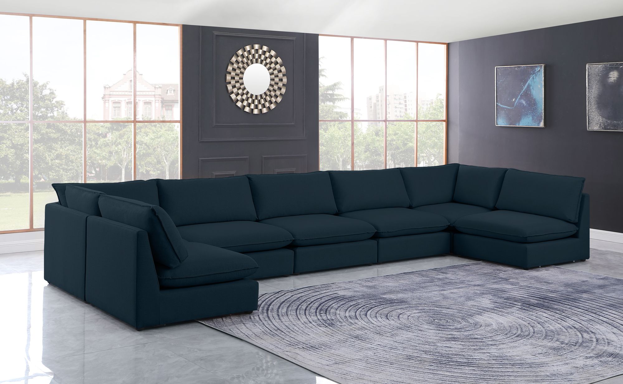 Mackenzie 200" 7-Piece Linen Modular Sectional