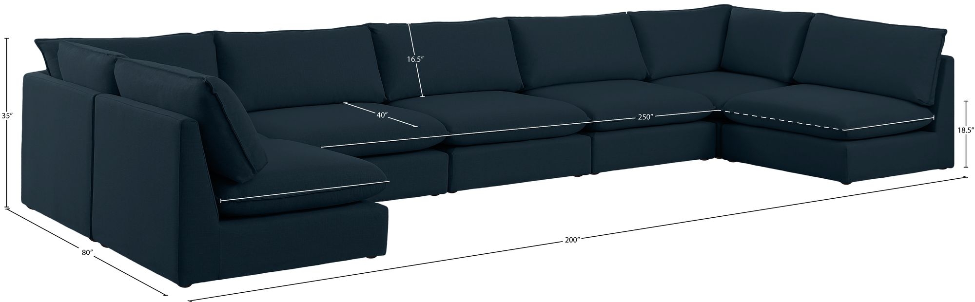 Mackenzie 200" 7-Piece Linen Fabric Modular Sectional Sofa