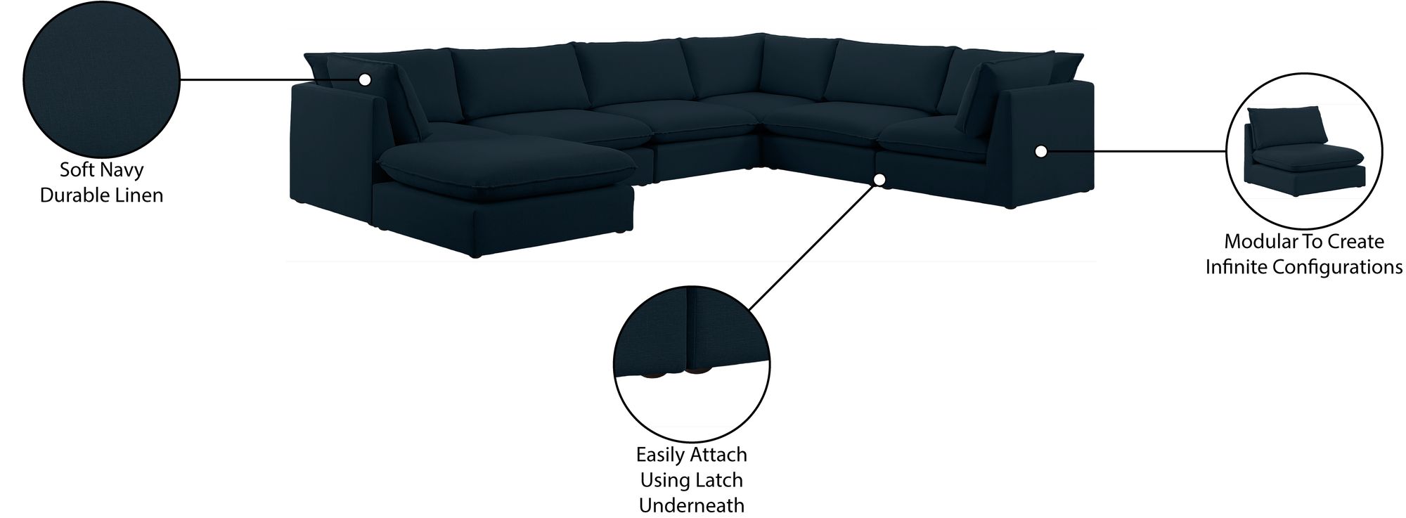 Mackenzie 160" 7-Piece Linen Modular Sectional