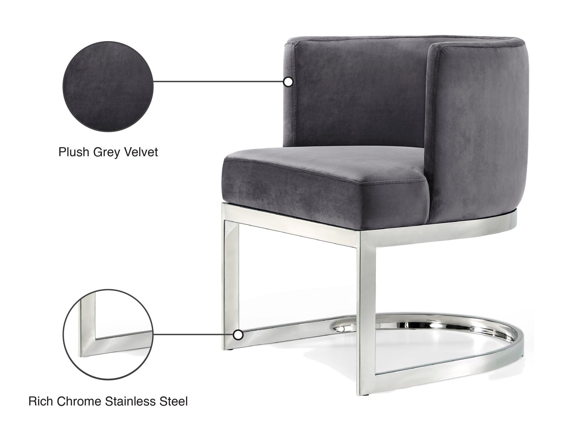 Gianna Velvet Dining Chair with Stainless Steel Base