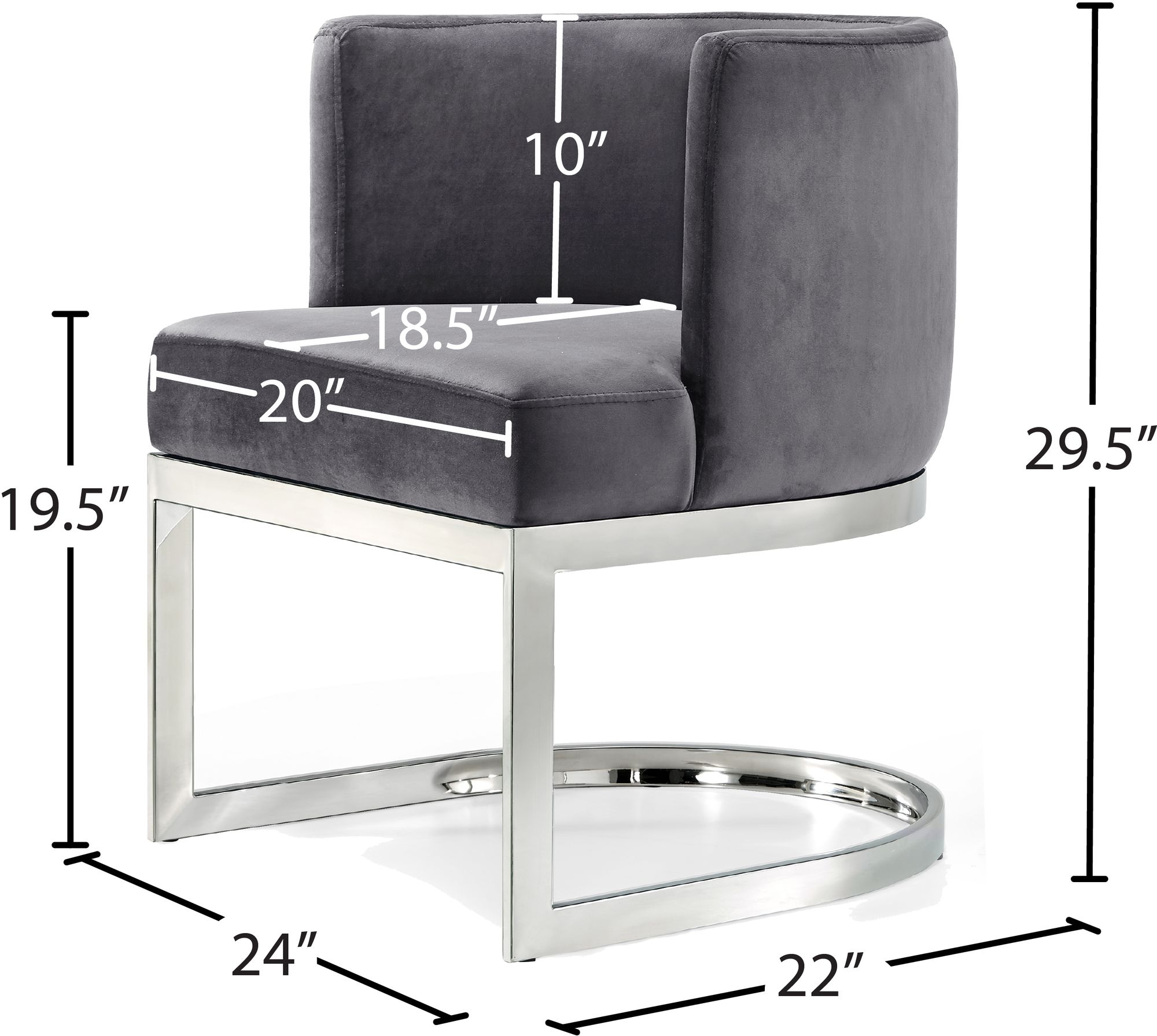 Gianna Velvet Dining Chair with Stainless Steel Base