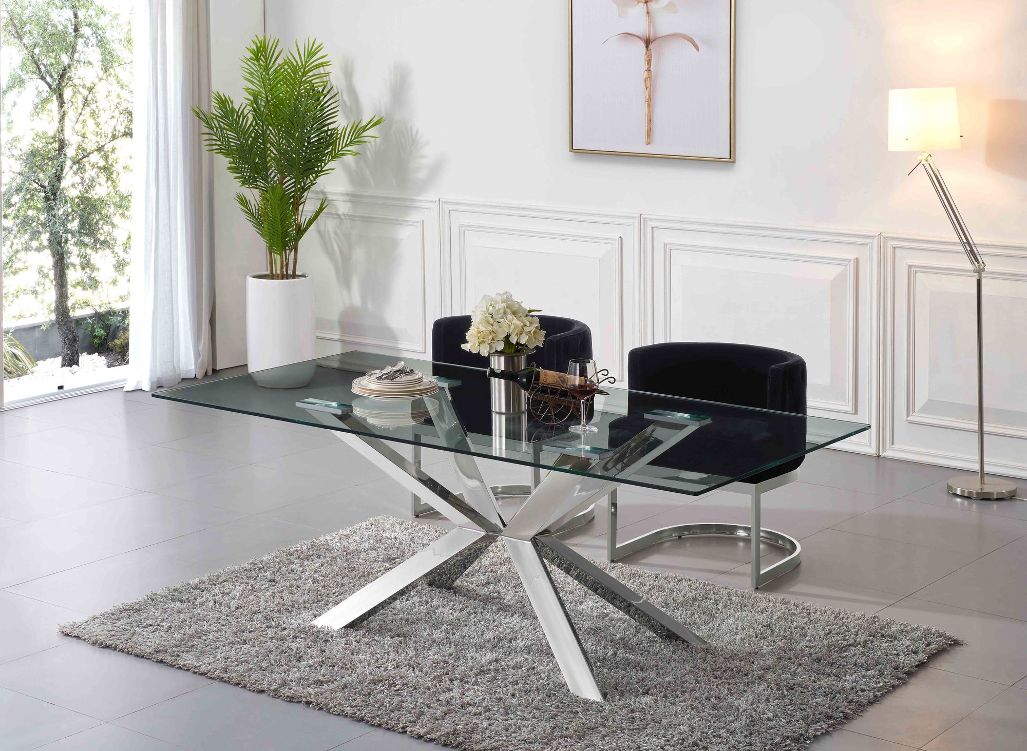 Gianna Velvet Dining Chair with Stainless Steel Base