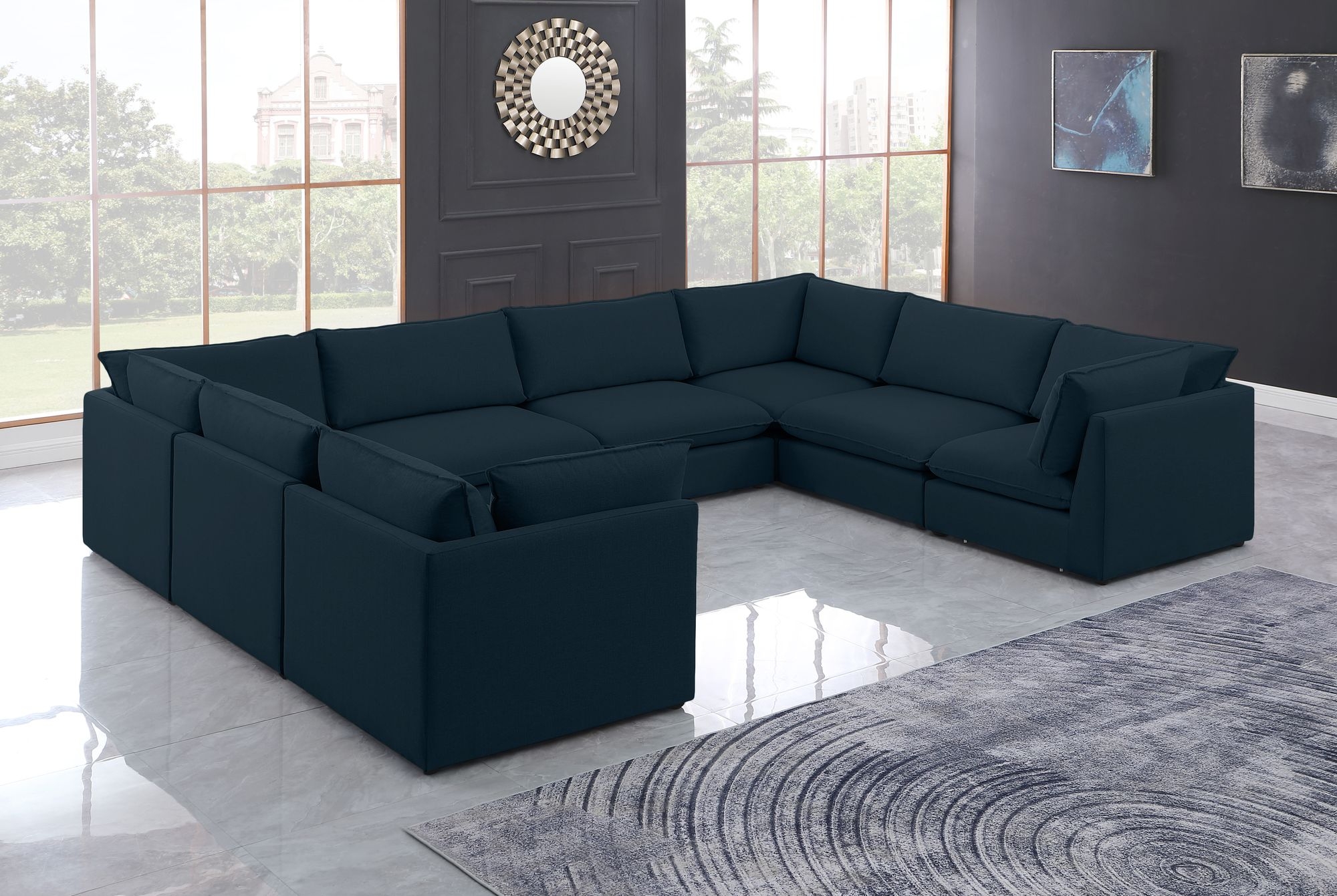 Mackenzie 160" 8-Piece Linen Fabric Modular Sectional Sofa