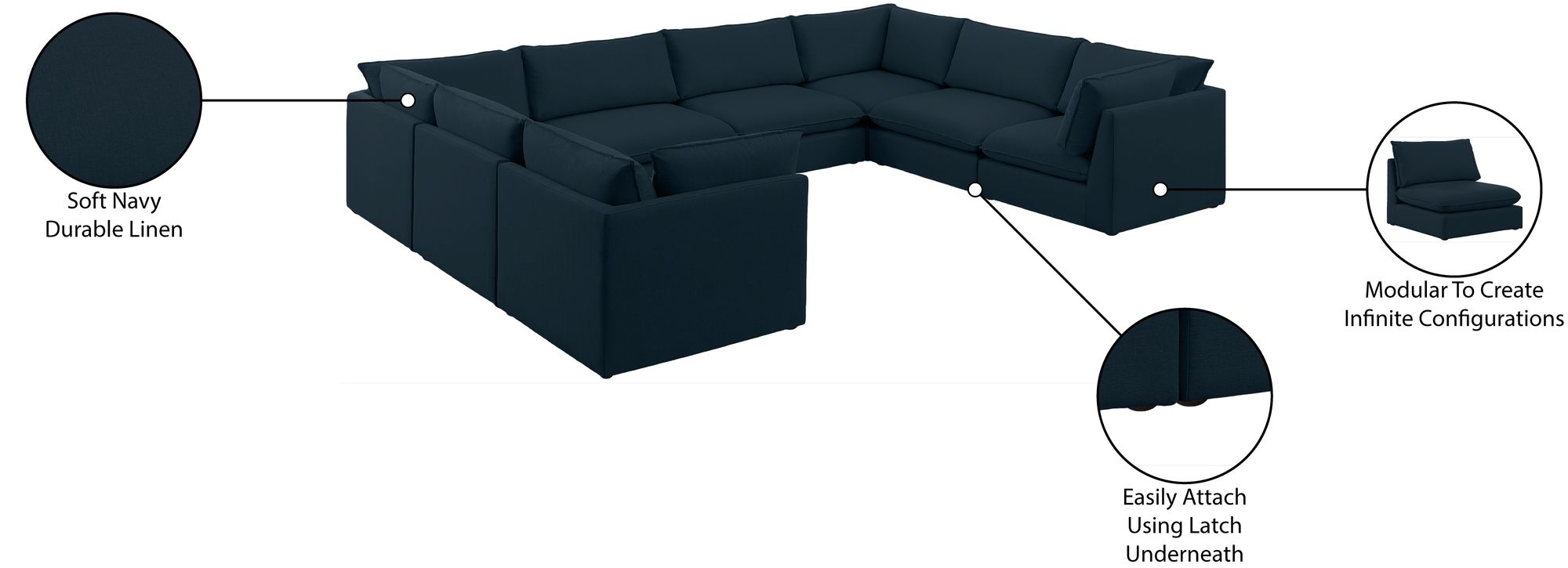 Mackenzie 160" 8-Piece Linen Modular Sectional