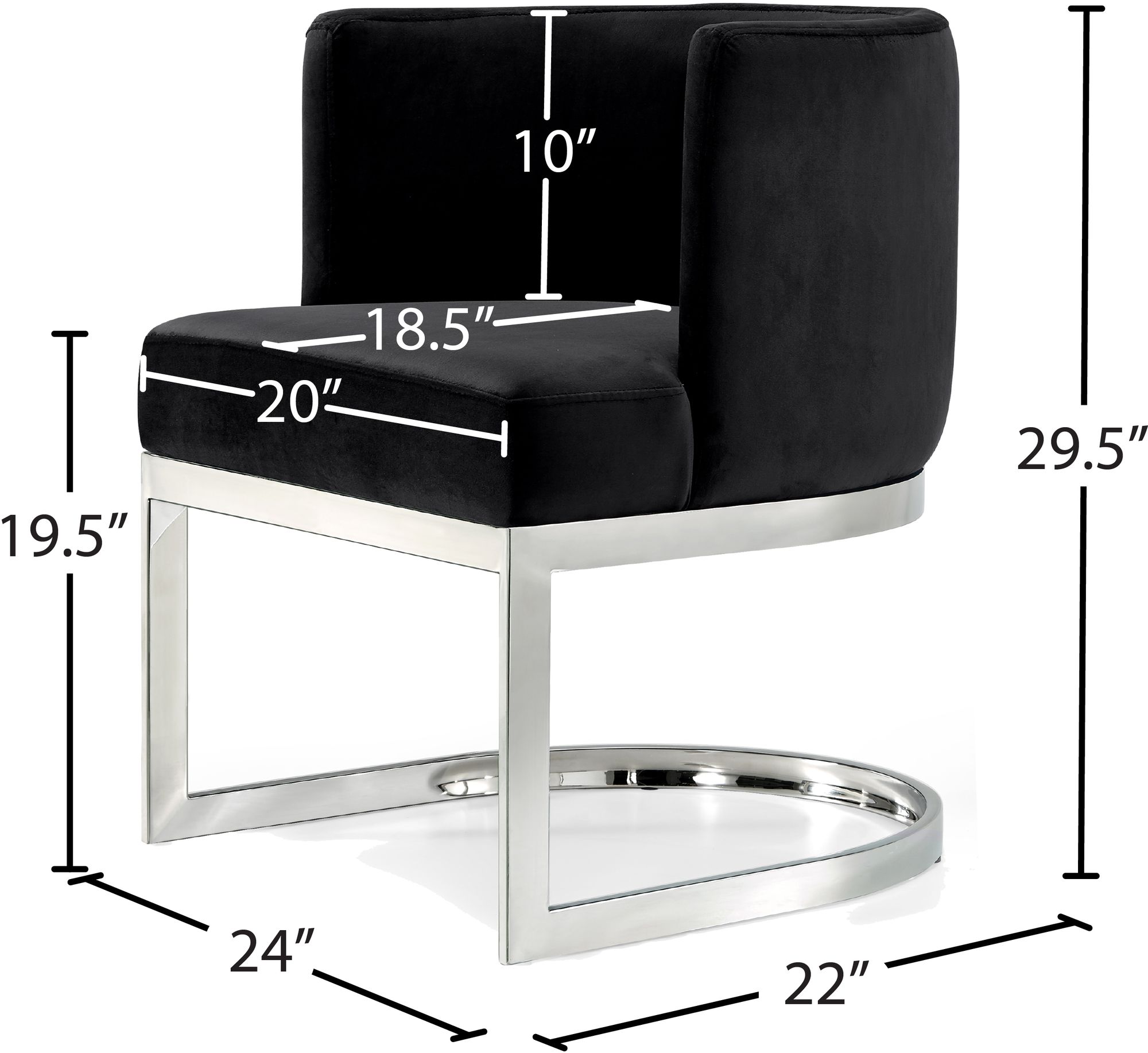 Gianna Velvet Dining Chair with Chrome Stainless Steel Base