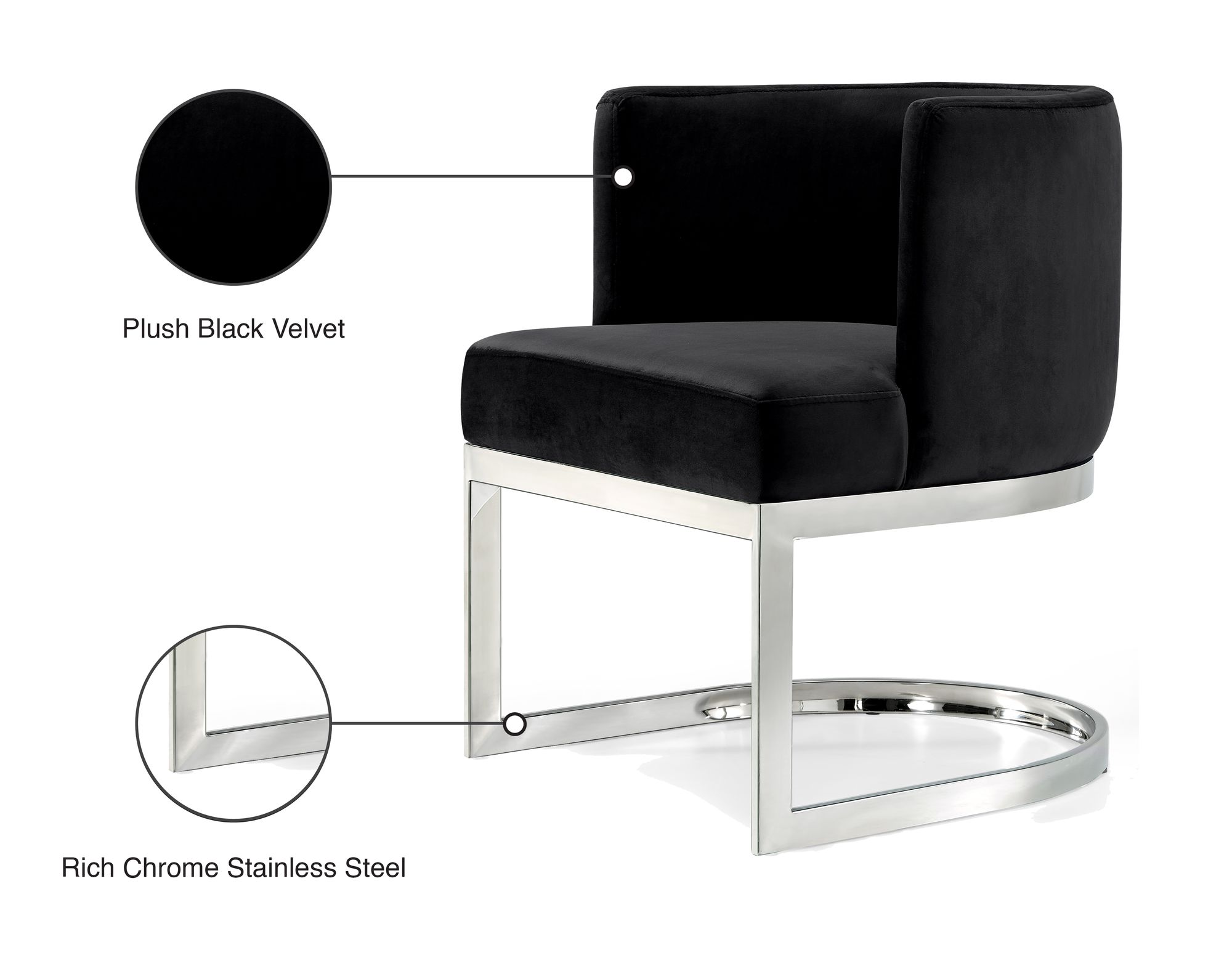 Gianna Velvet Dining Chair with Chrome Stainless Steel Base