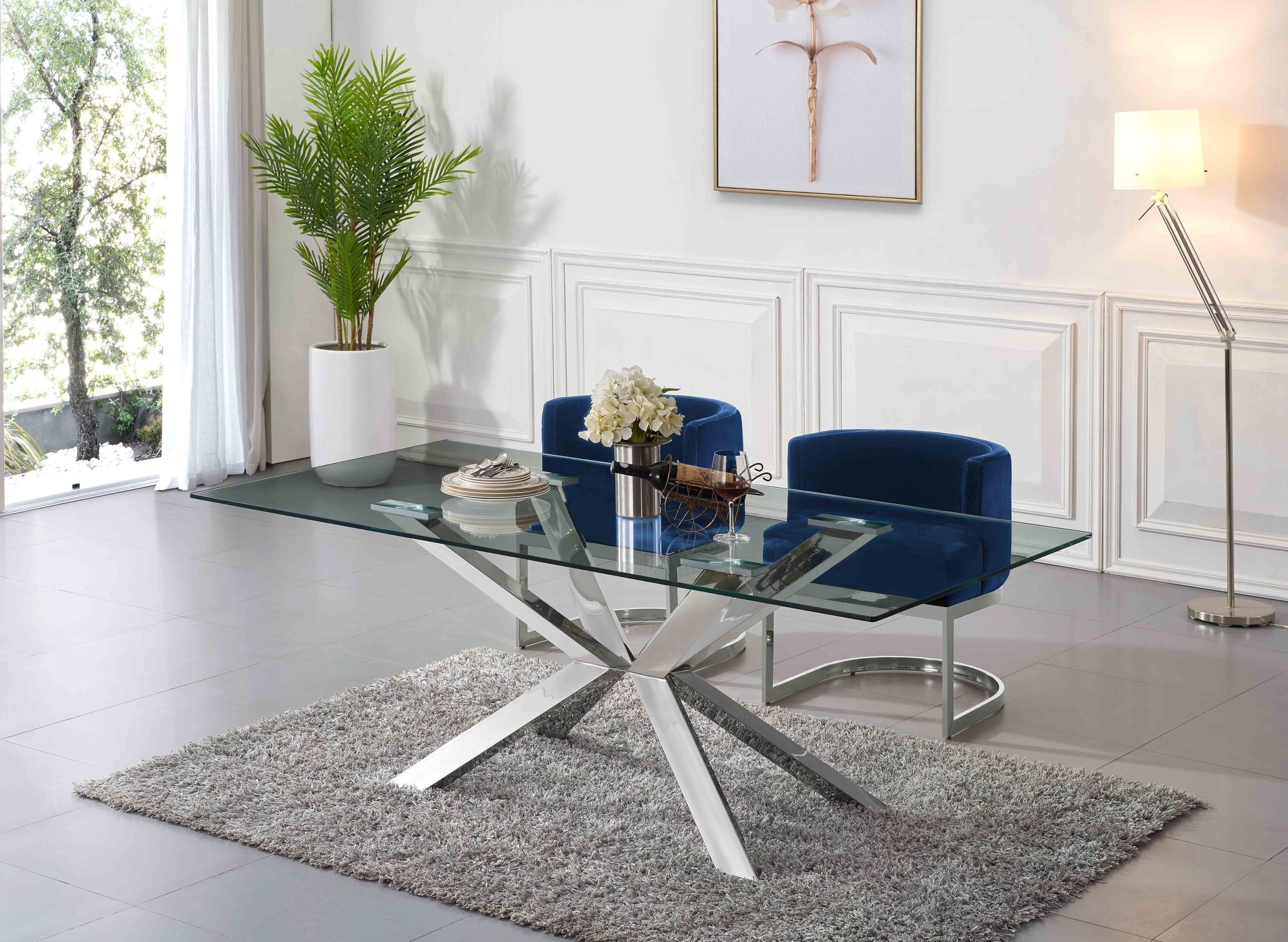 Gianna Velvet Dining Chair with Stainless Steel Base