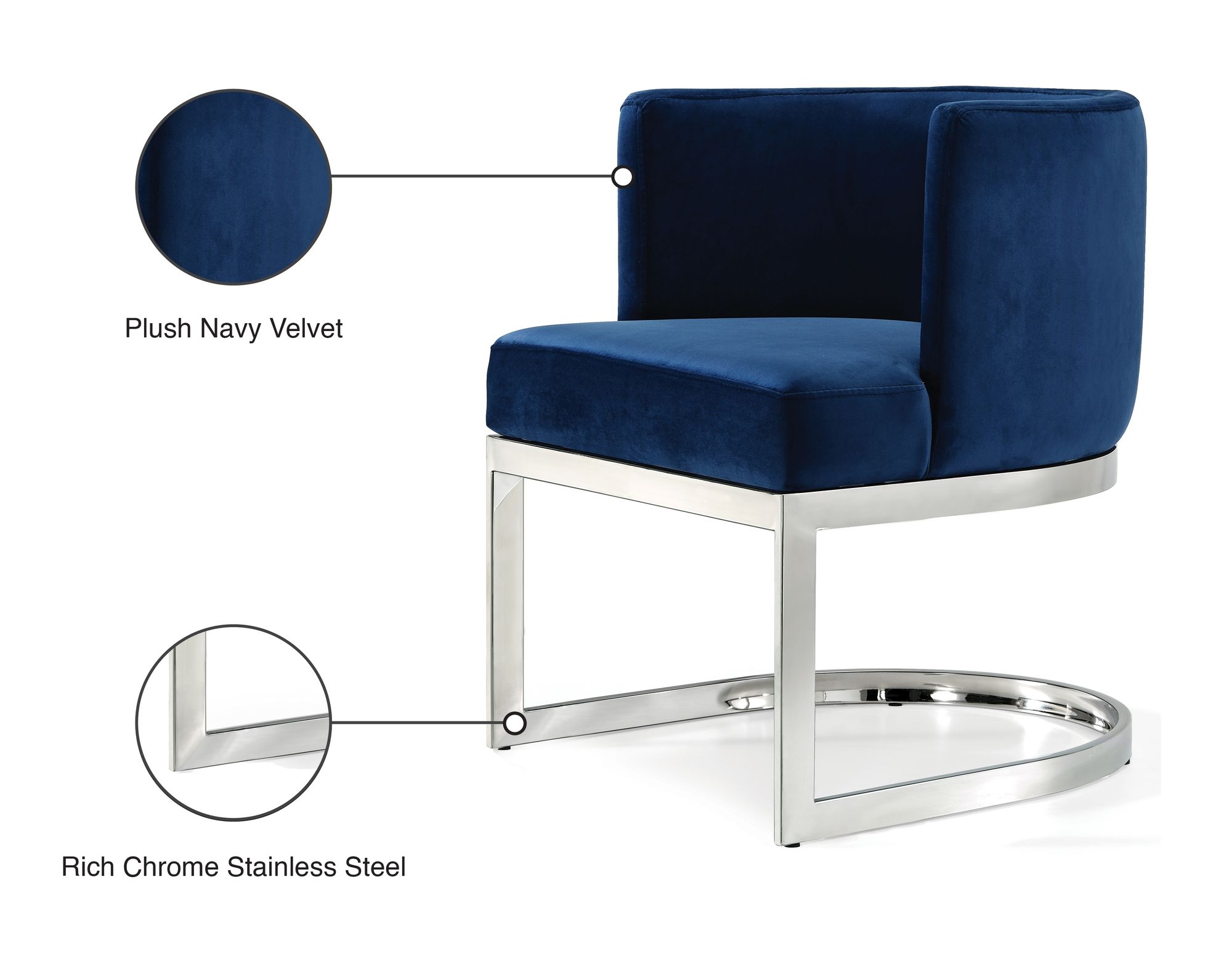 Gianna Velvet Dining Chair with Stainless Steel Base