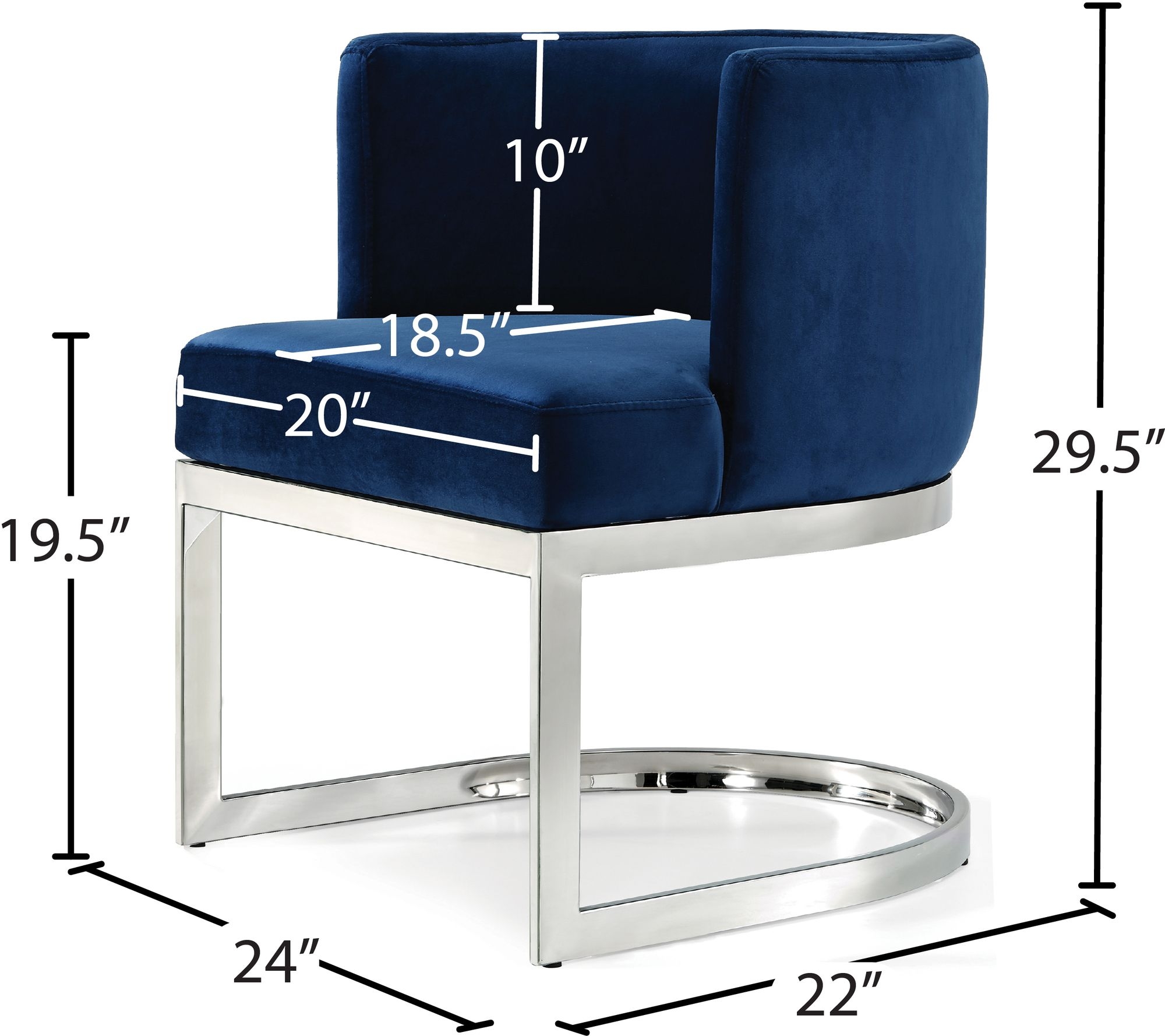 Gianna Velvet Dining Chair with Stainless Steel Base