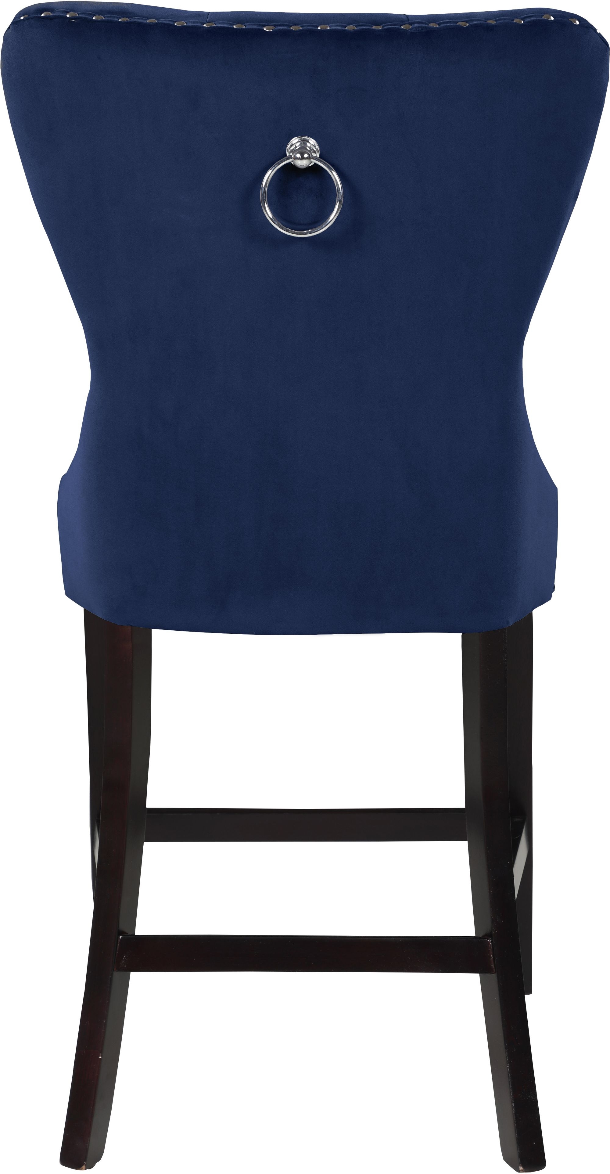 Nikki Velvet Counter Stool with Espresso Wood Legs