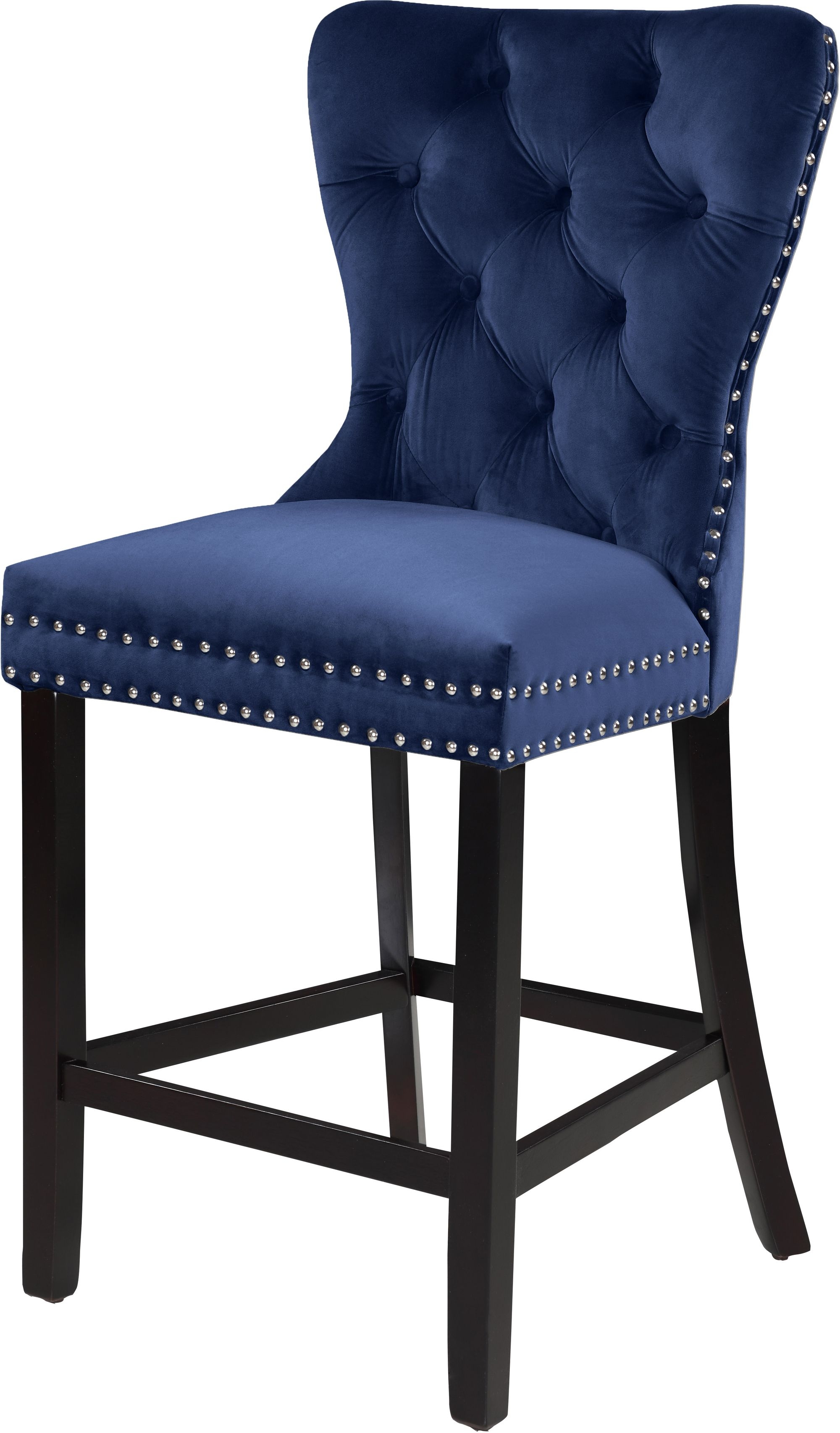 Nikki Velvet Counter Stool with Espresso Wood Legs