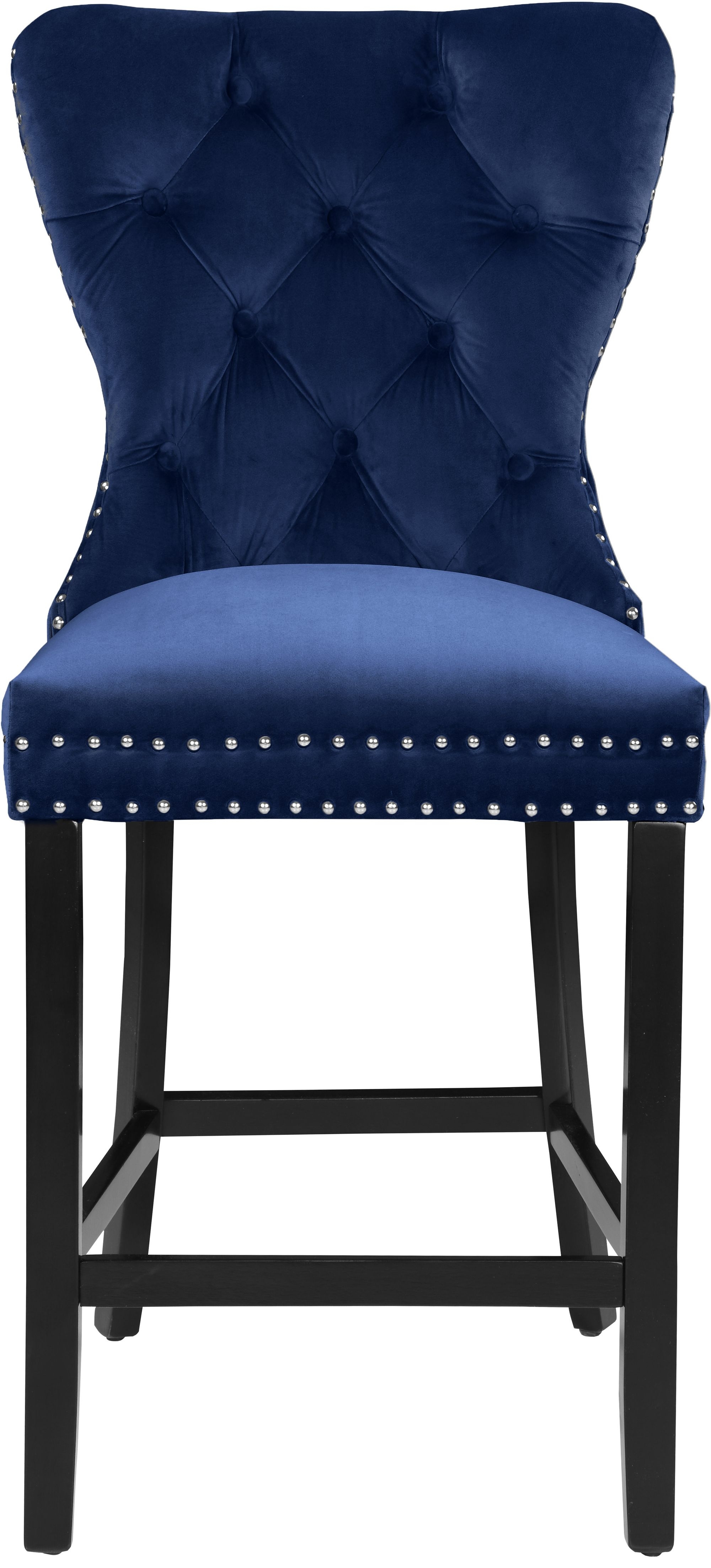 Nikki Velvet Counter Stool with Espresso Wood Legs