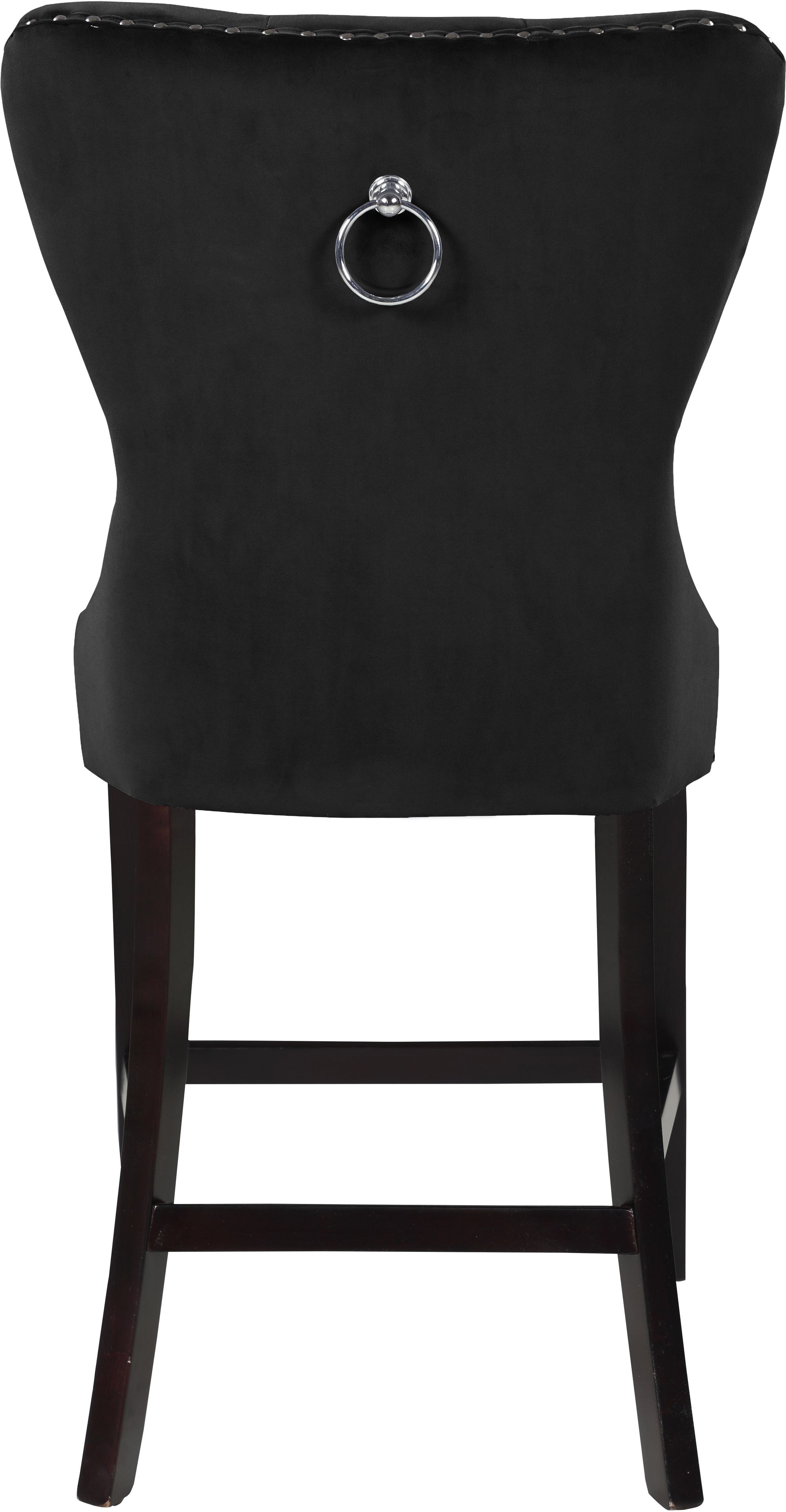 Nikki Velvet Counter Stool with Espresso Wood Legs