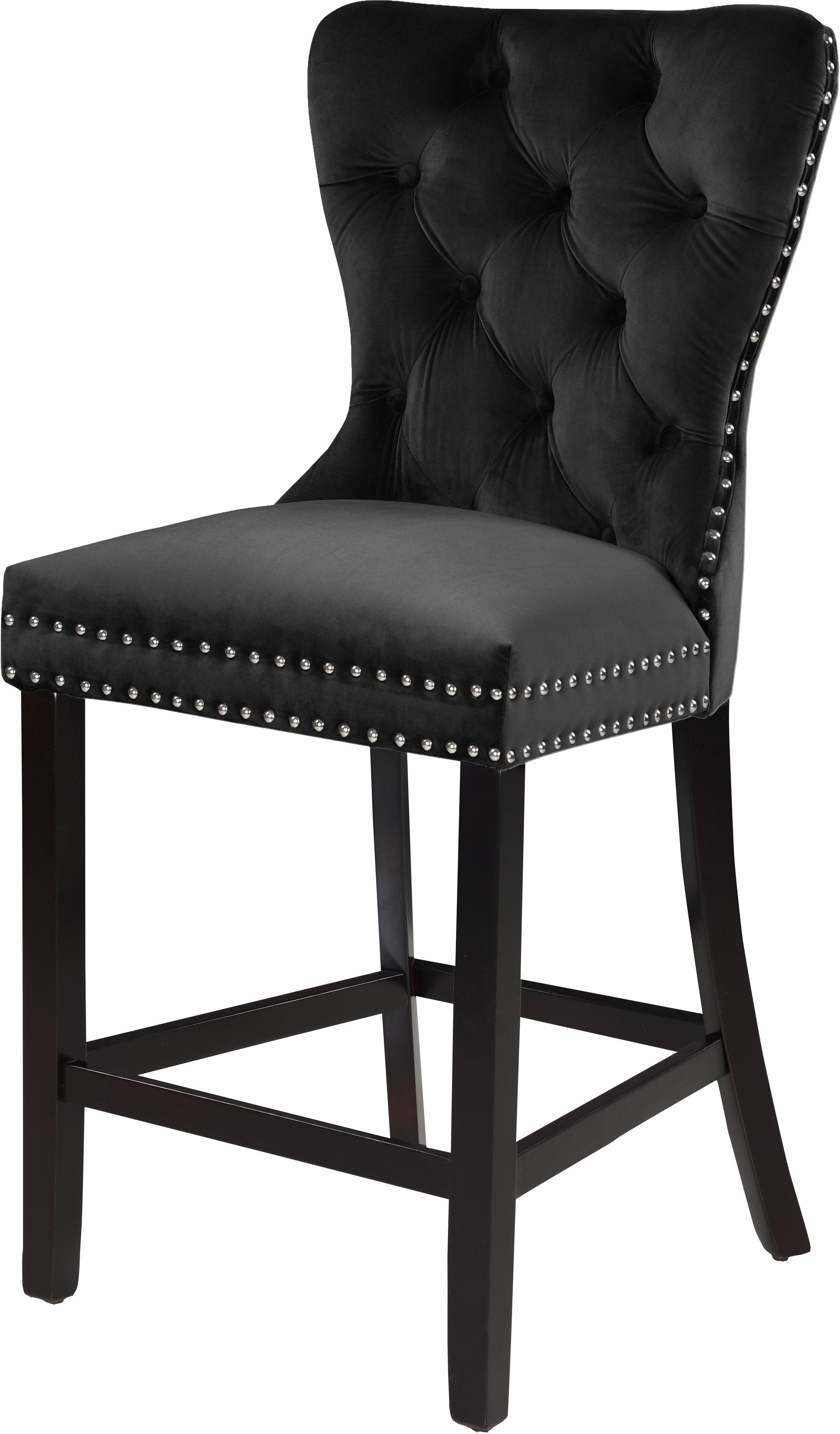 Nikki Velvet Counter Stool with Espresso Wood Legs
