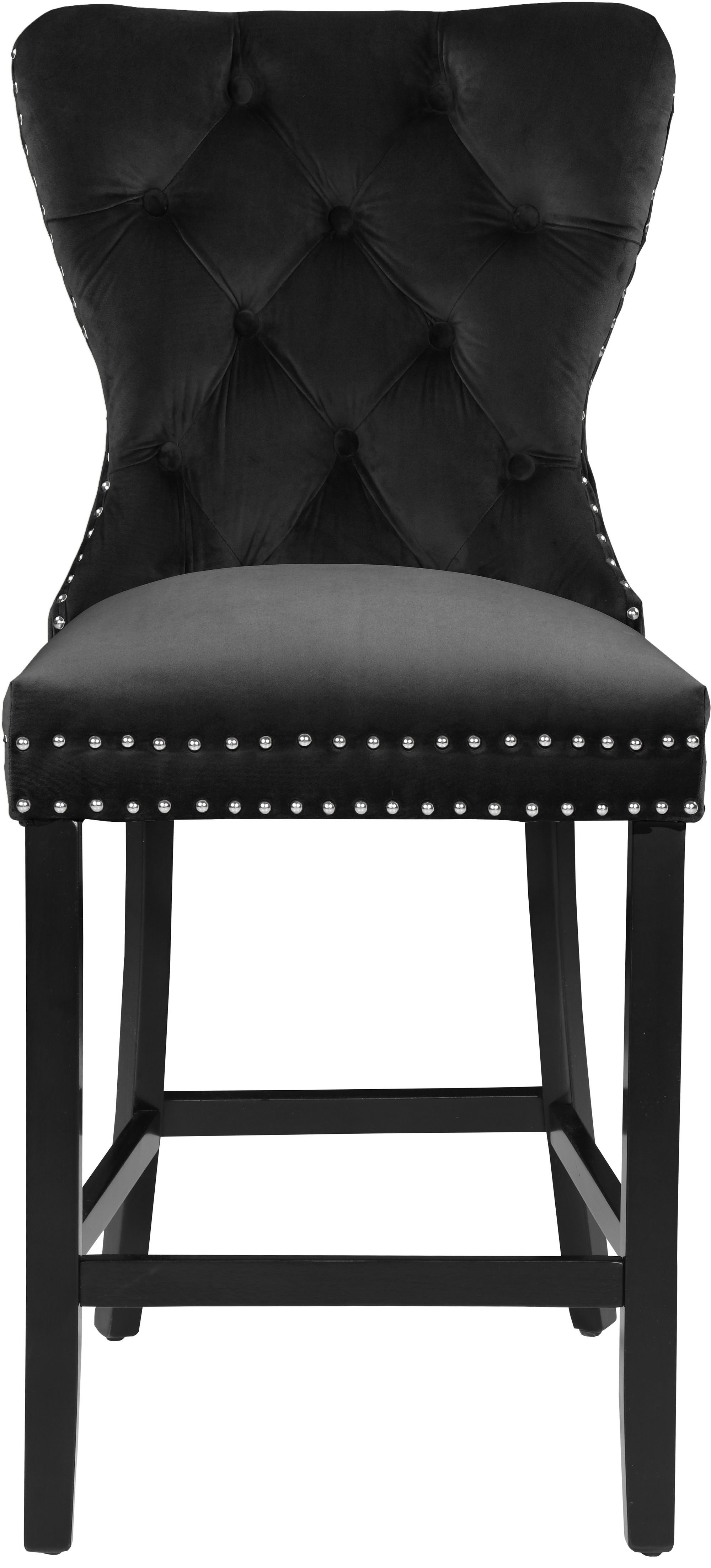 Nikki Velvet Counter Stool with Espresso Wood Legs
