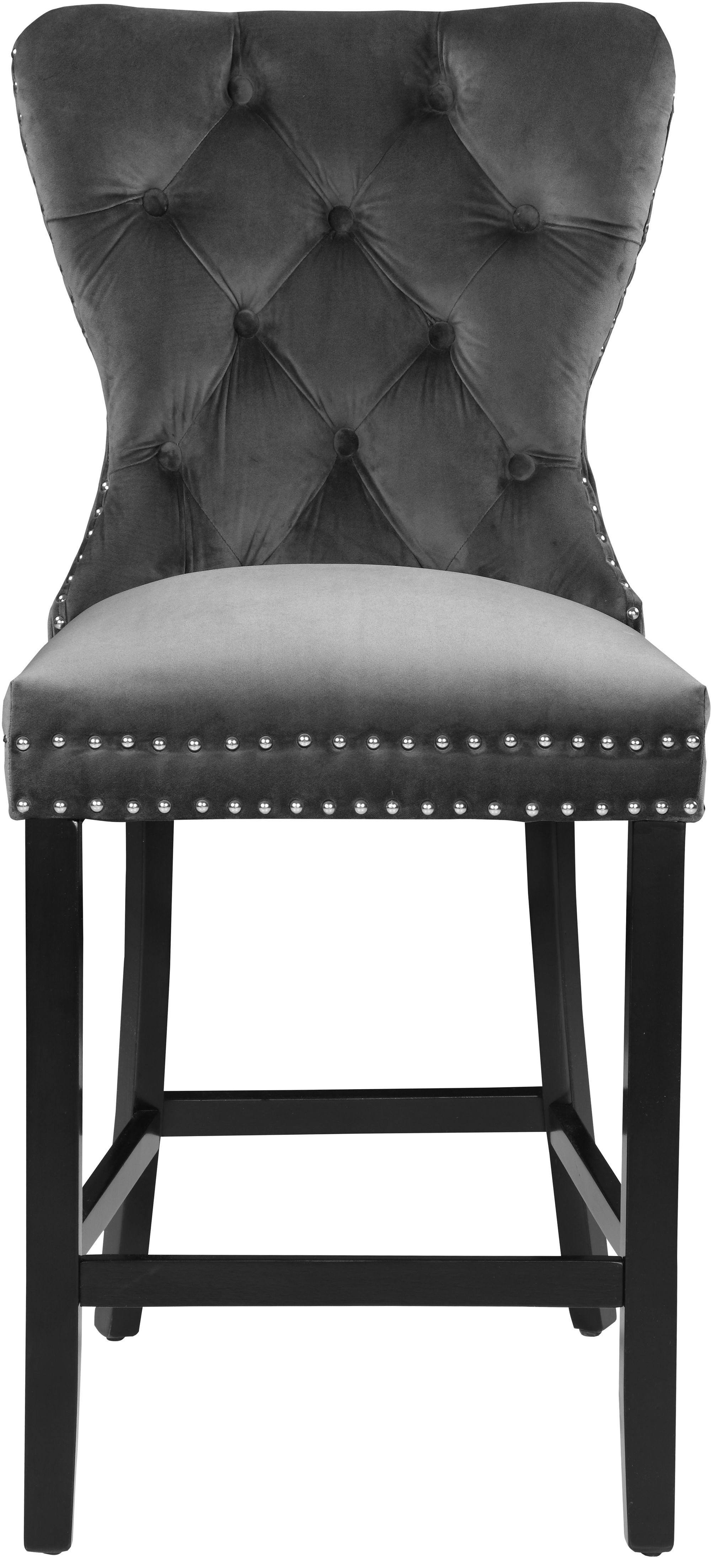Nikki Velvet Counter Stool with Espresso Wood Legs