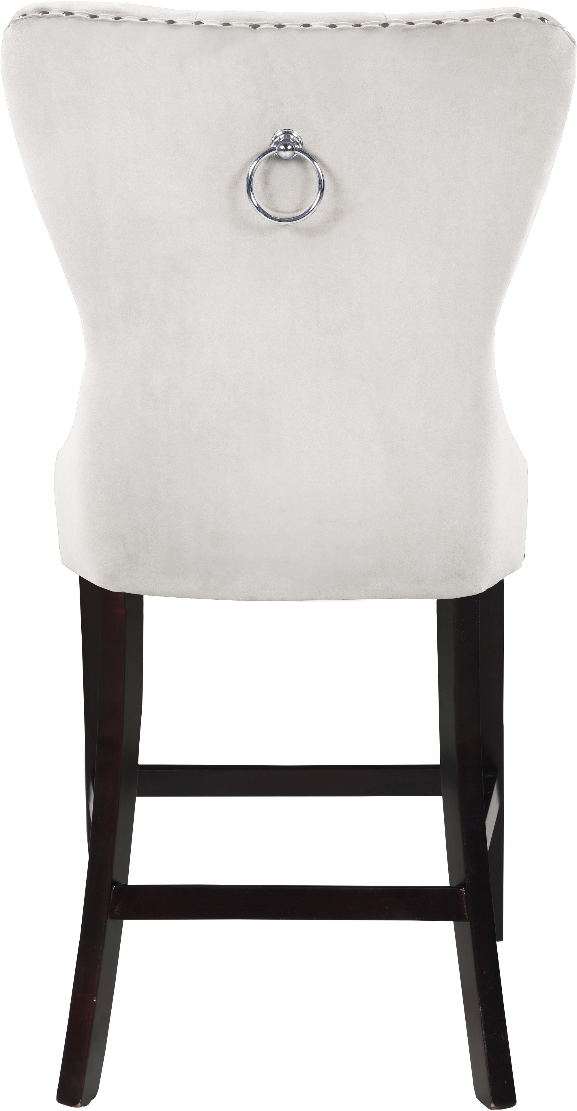 Nikki Velvet Counter Stool with Espresso Wood Legs