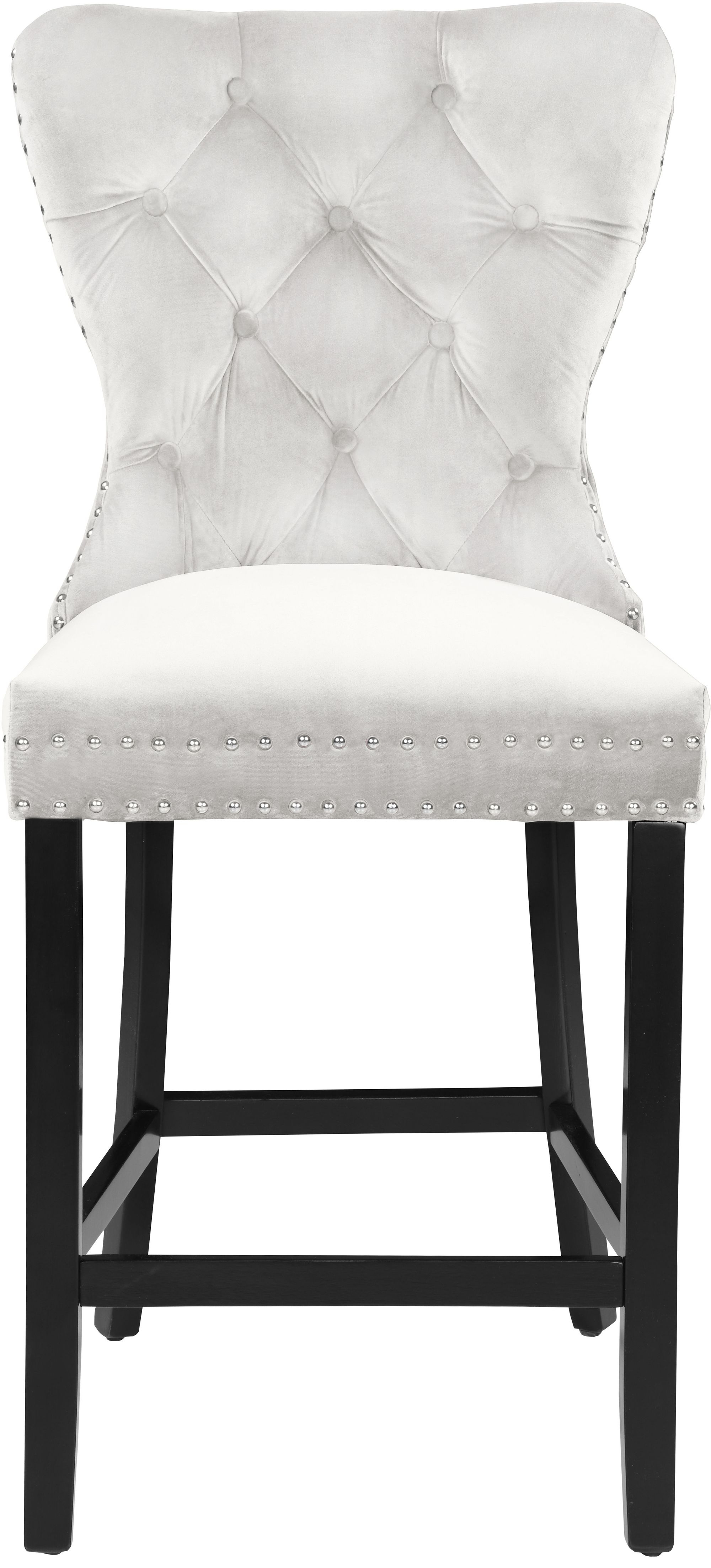 Nikki Velvet Counter Stool with Espresso Wood Legs